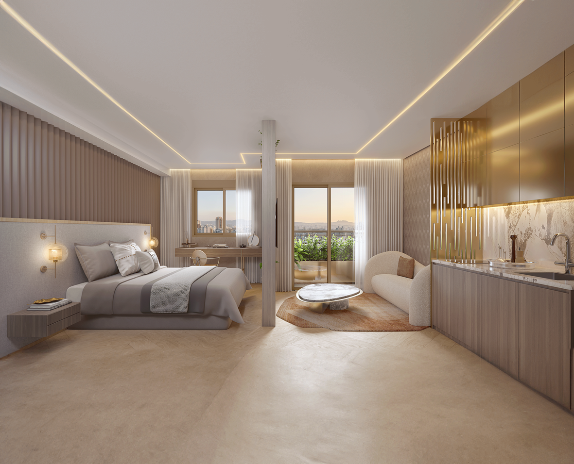 The Palace Apartments -- Perspectiva Ilustrada | Apto 1 Dorm.