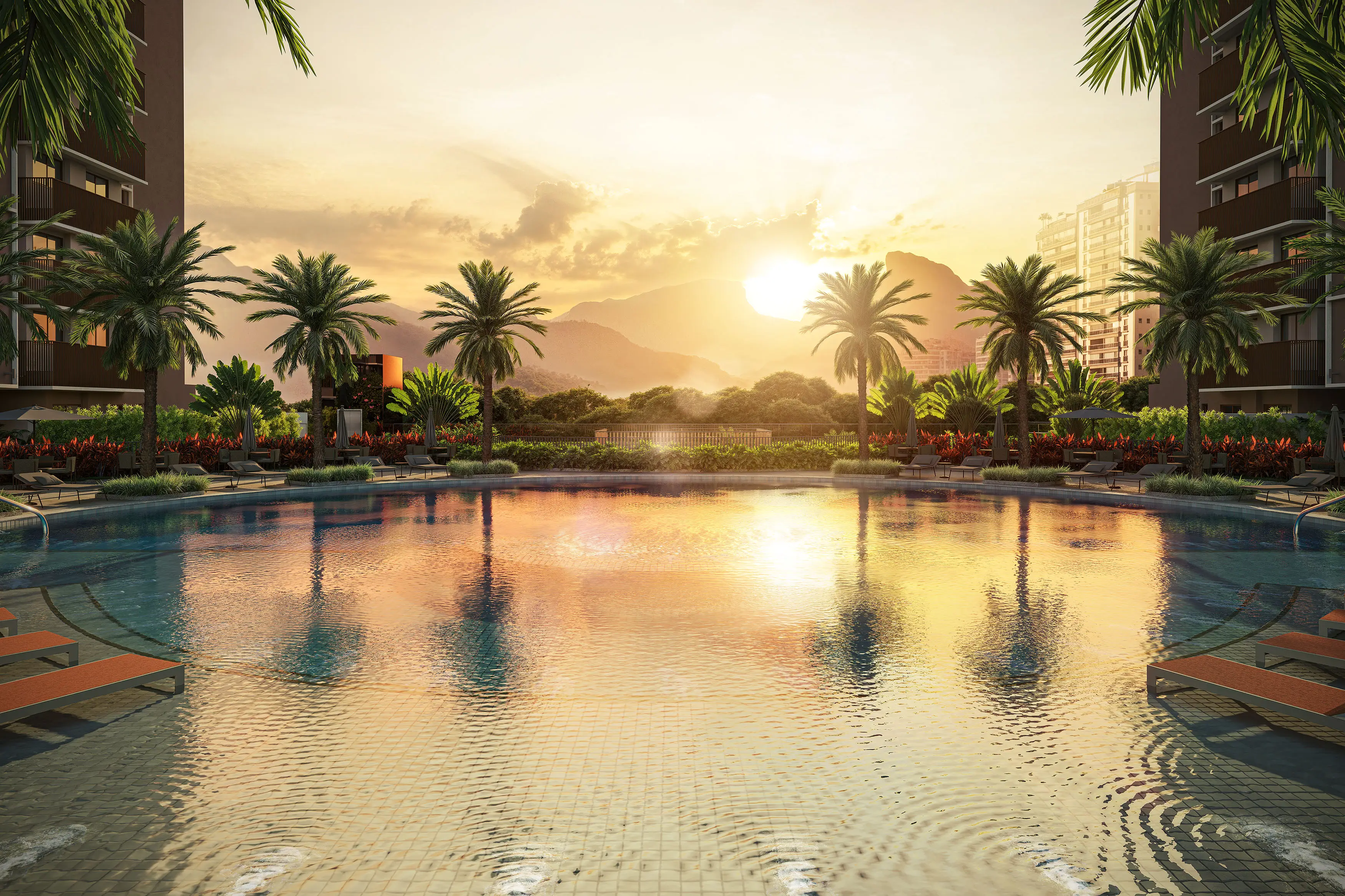 Endless Península by Edsa -- Ilustração Artística - Piscina recreativa com raia 25m