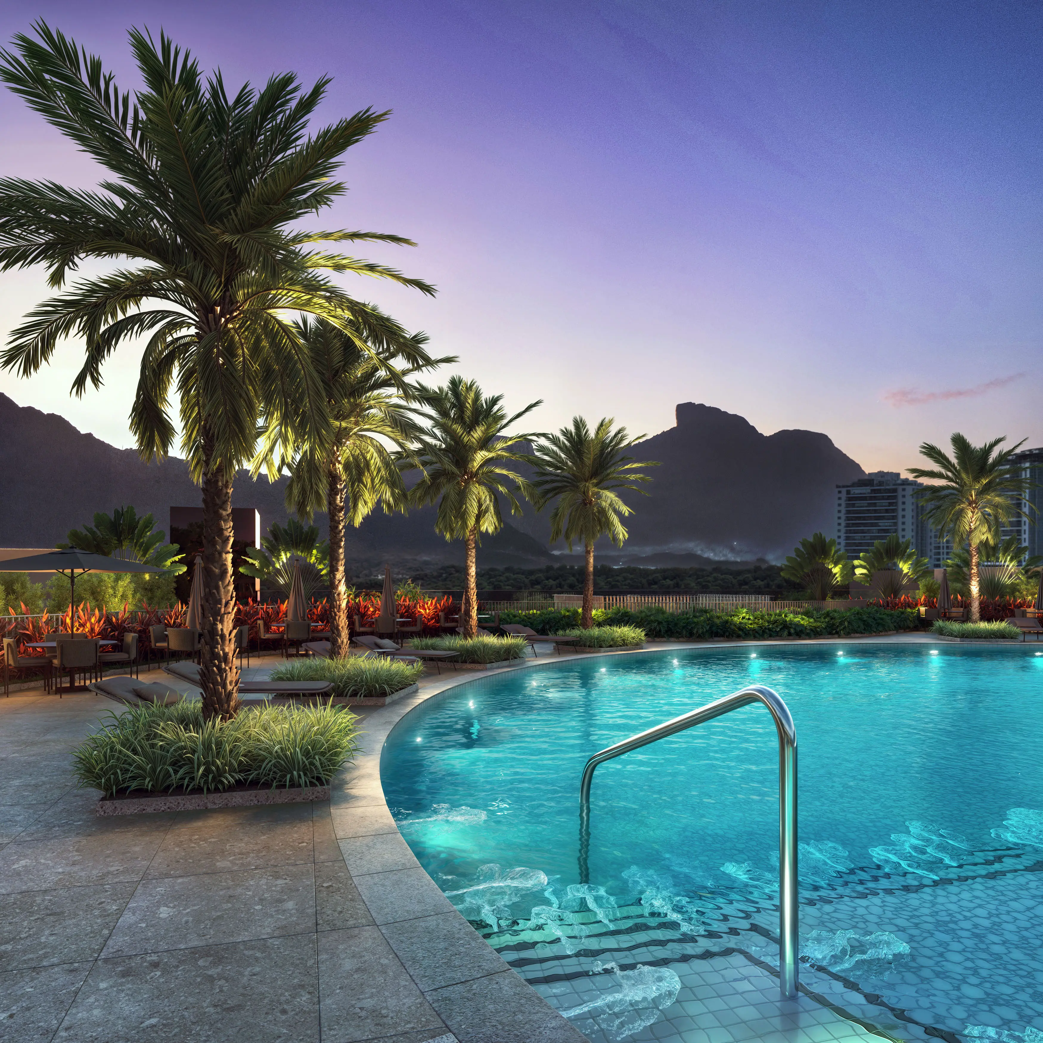 Endless Península by Edsa -- Ilustração Artística - Piscina recreativa e solário