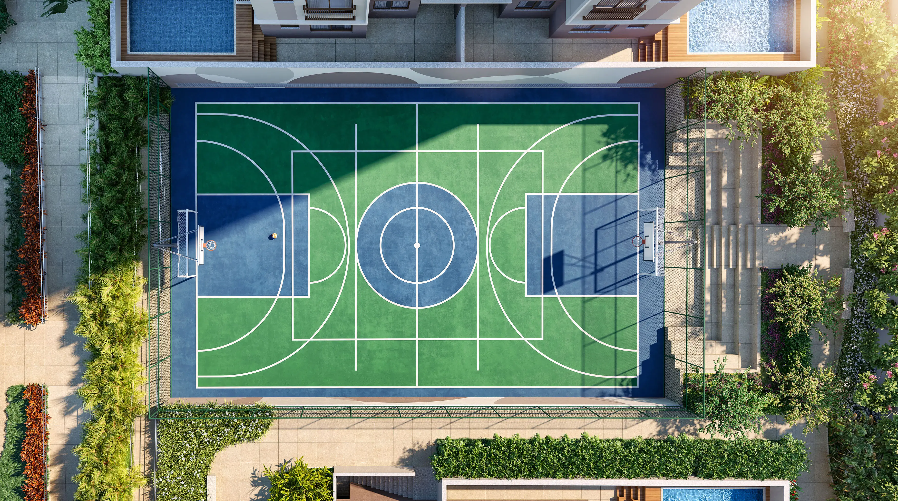 Endless Península by Edsa -- Ilustração Artística - Quadra recreativa com arquibancada