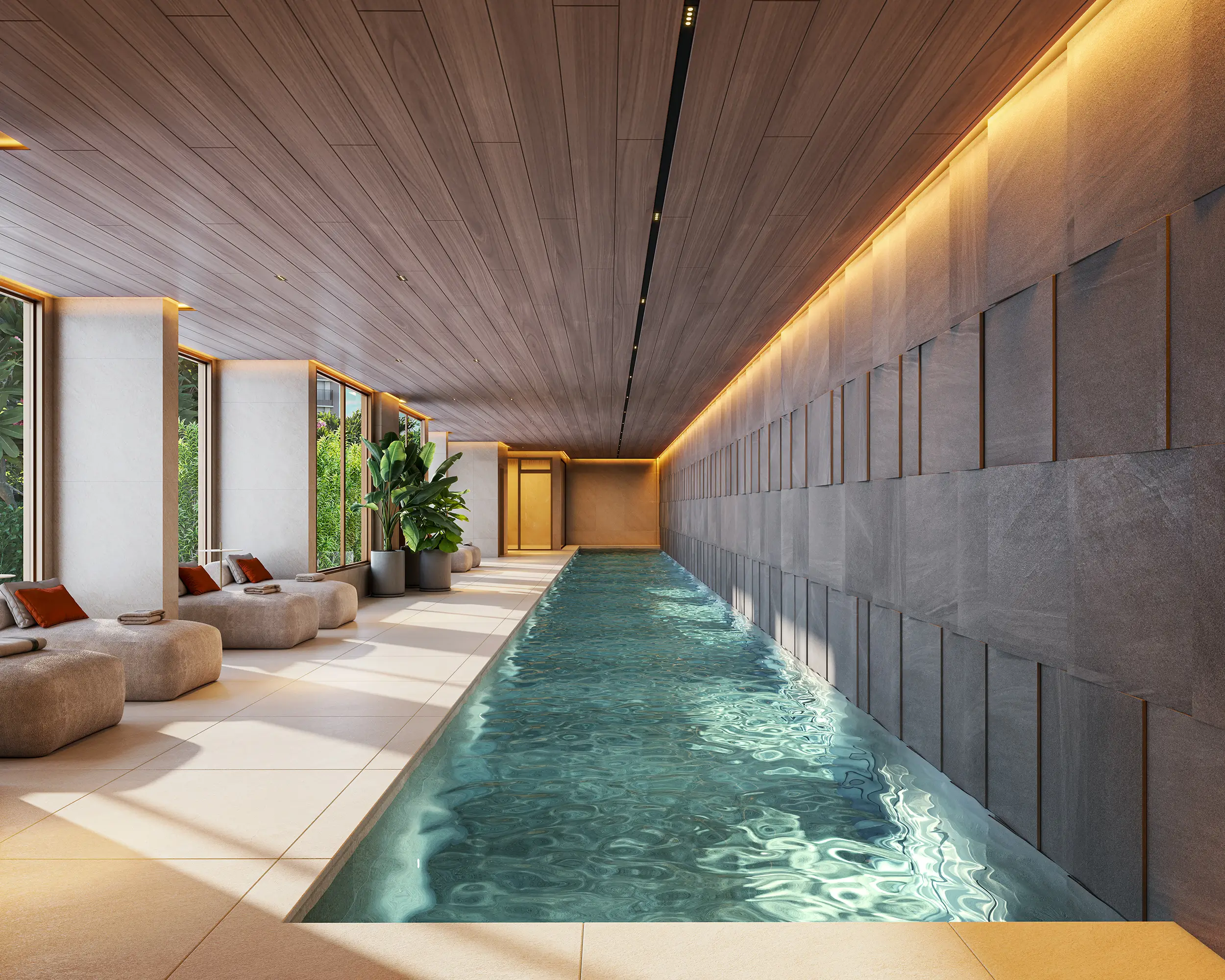 Endless Península by Edsa -- Ilustração Artística - Repouso e piscina indoor climatizada com 25m