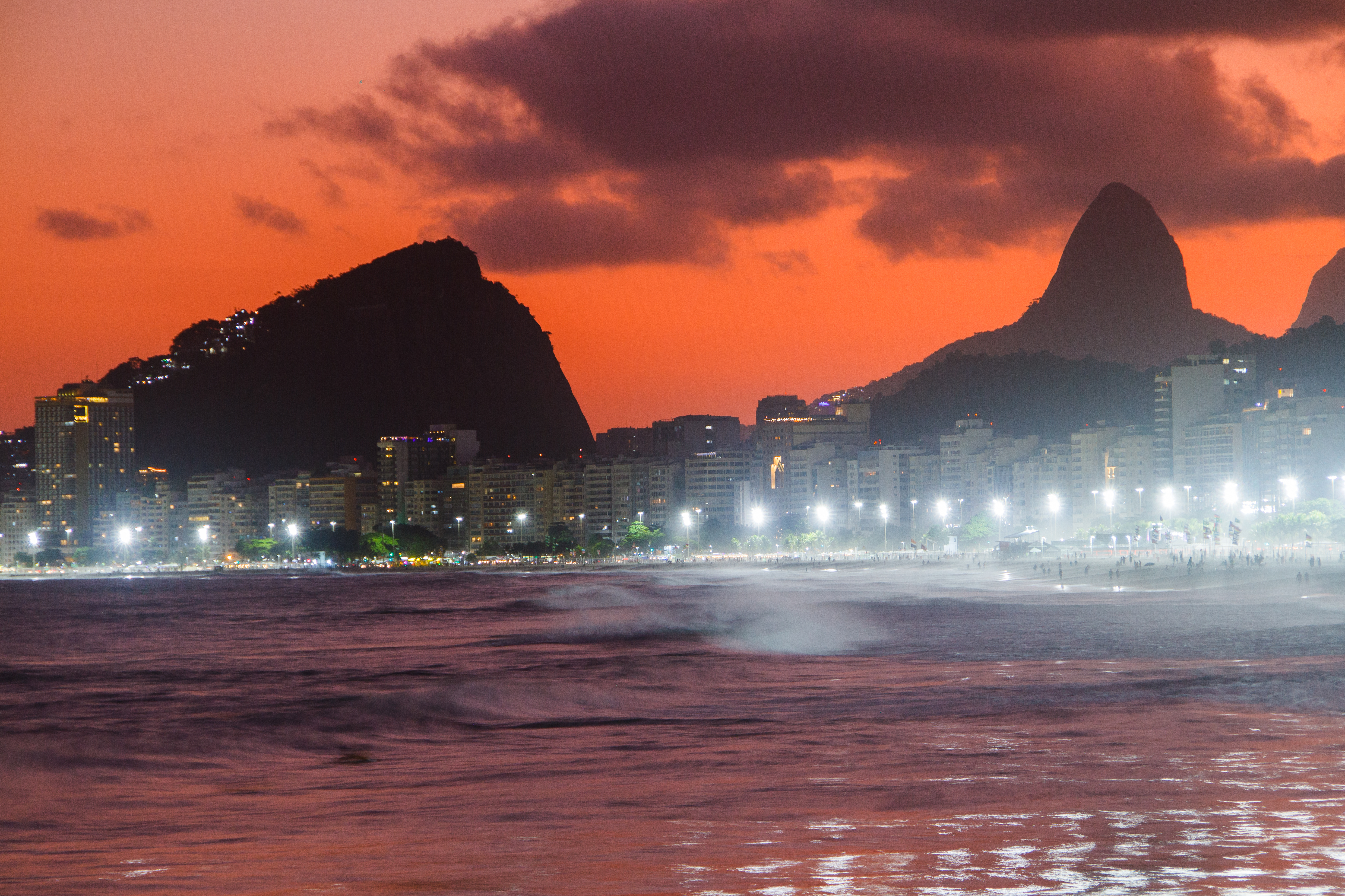 Por do sol em Copacabana, Rio de Janeiro.