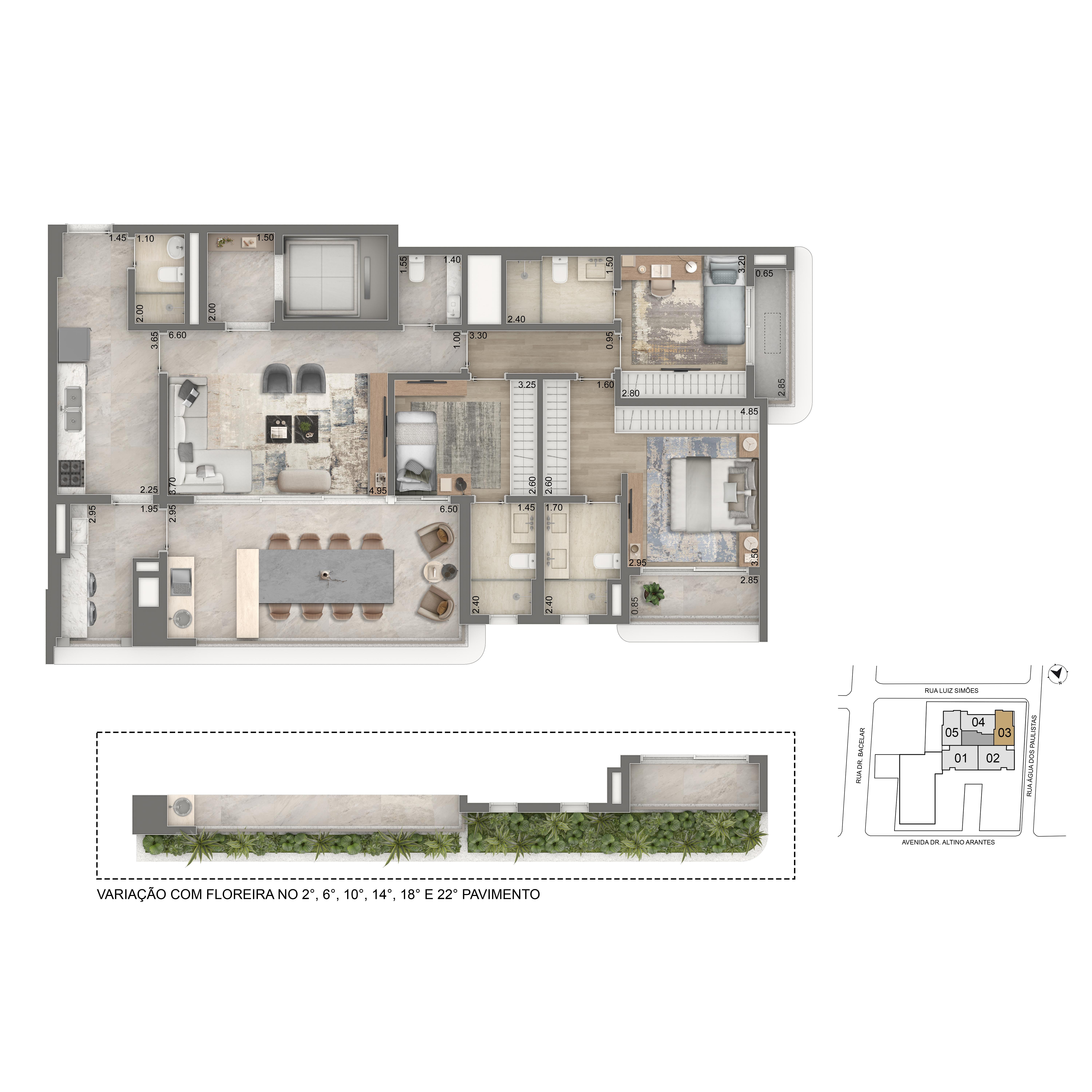 Planta Padrão 139m²