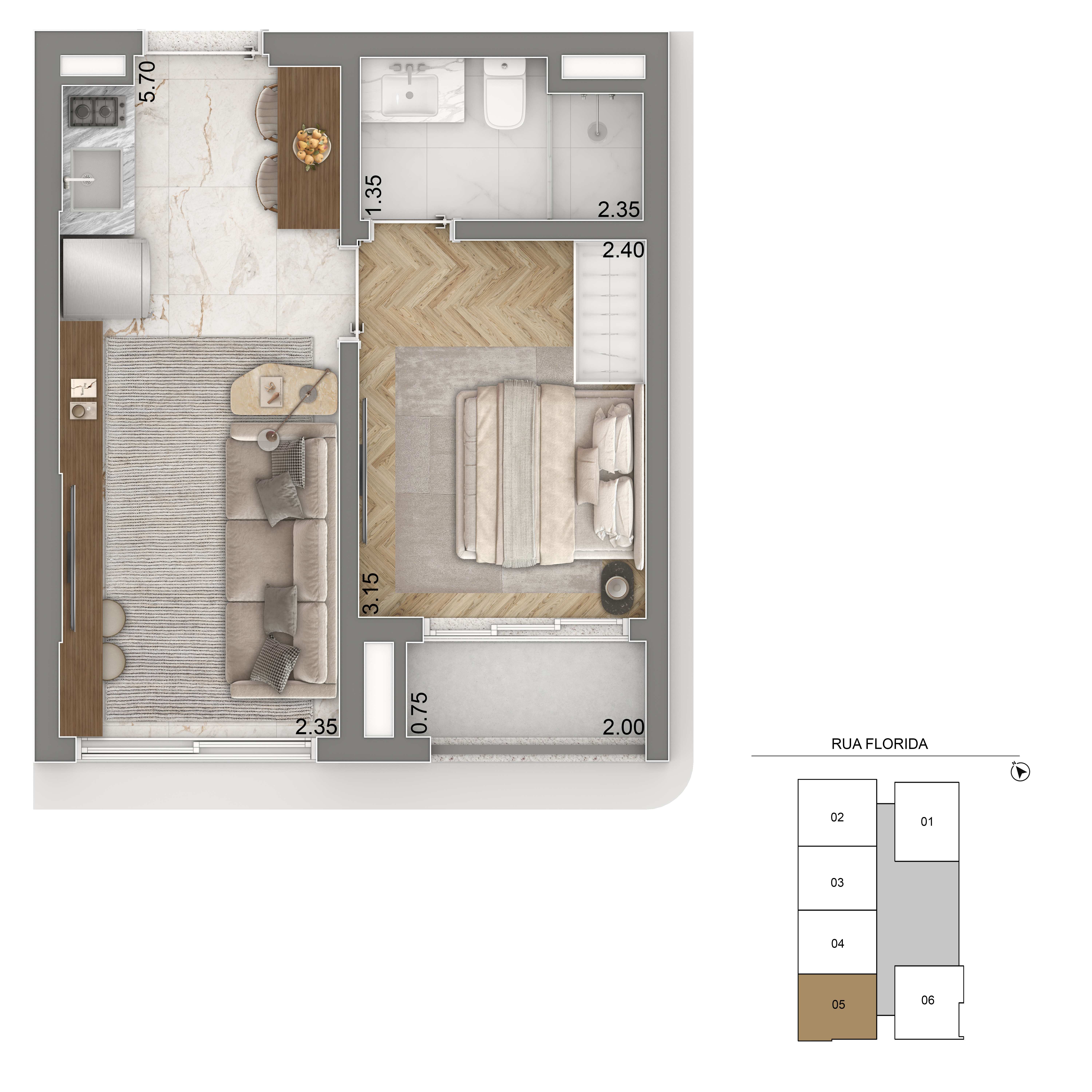 Planta Padrão 31,5m²