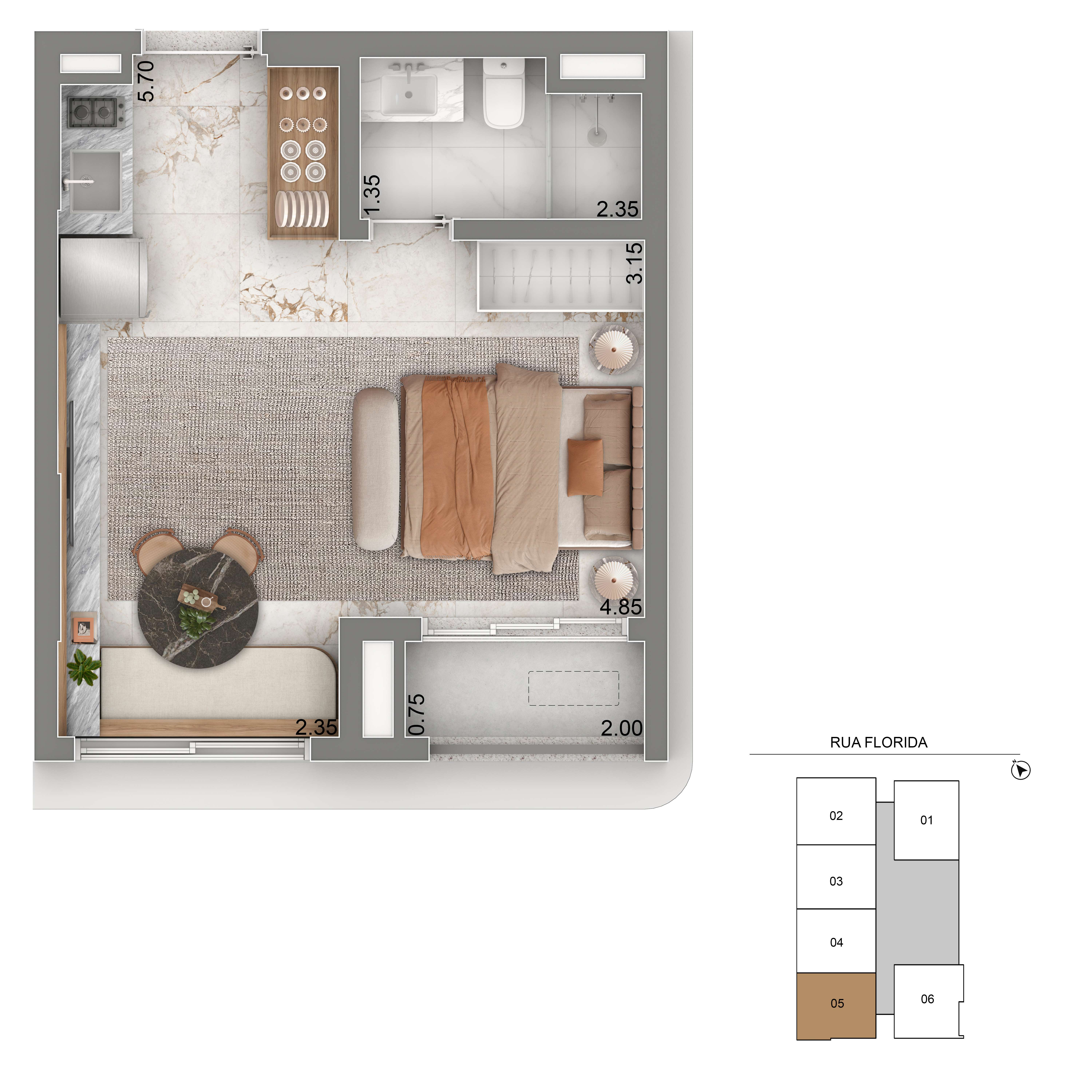Planta Padrão 31,5m²
