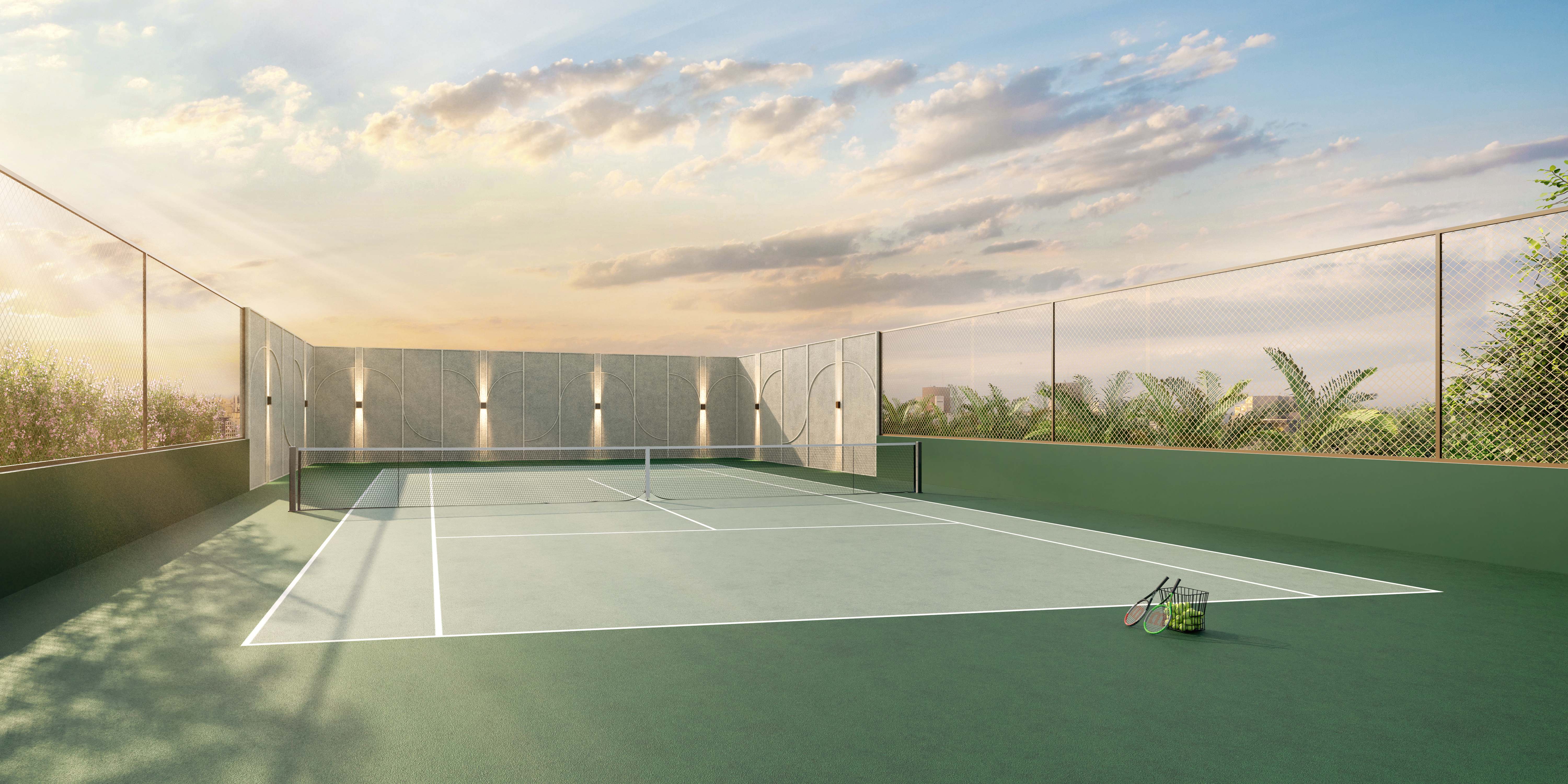 Green Garden Residences -- Perspectiva Ilustrada Quadra de Tênis