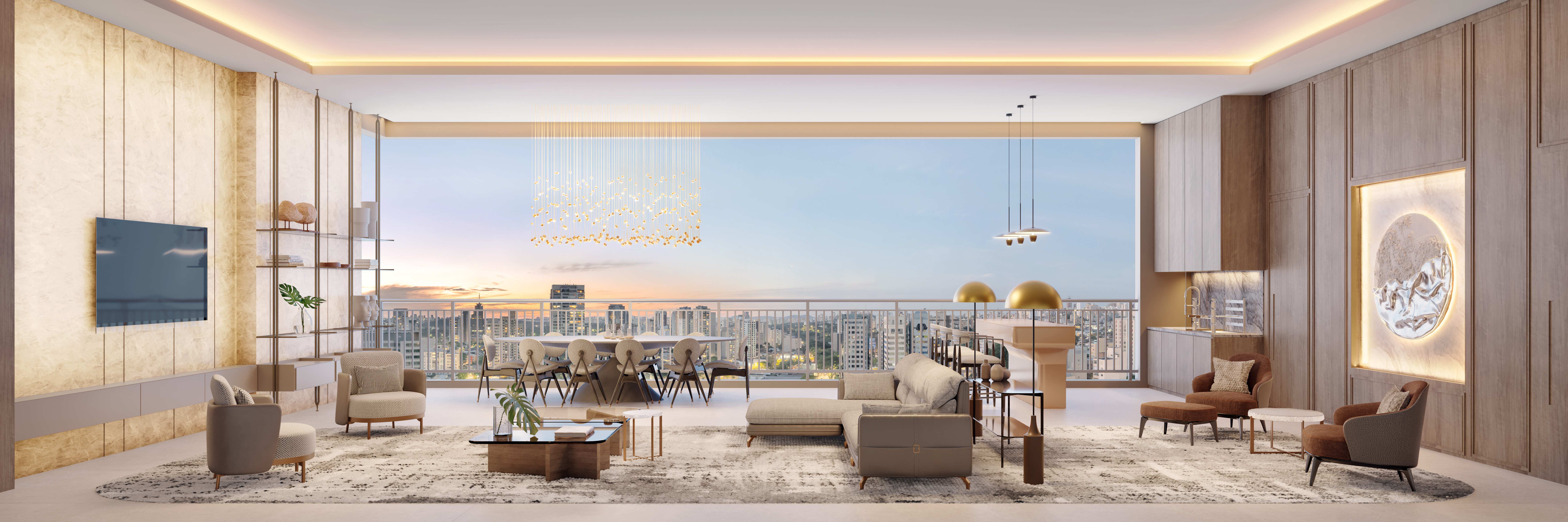 Green Garden Residences -- Perspectiva Ilustrada Living 180m²