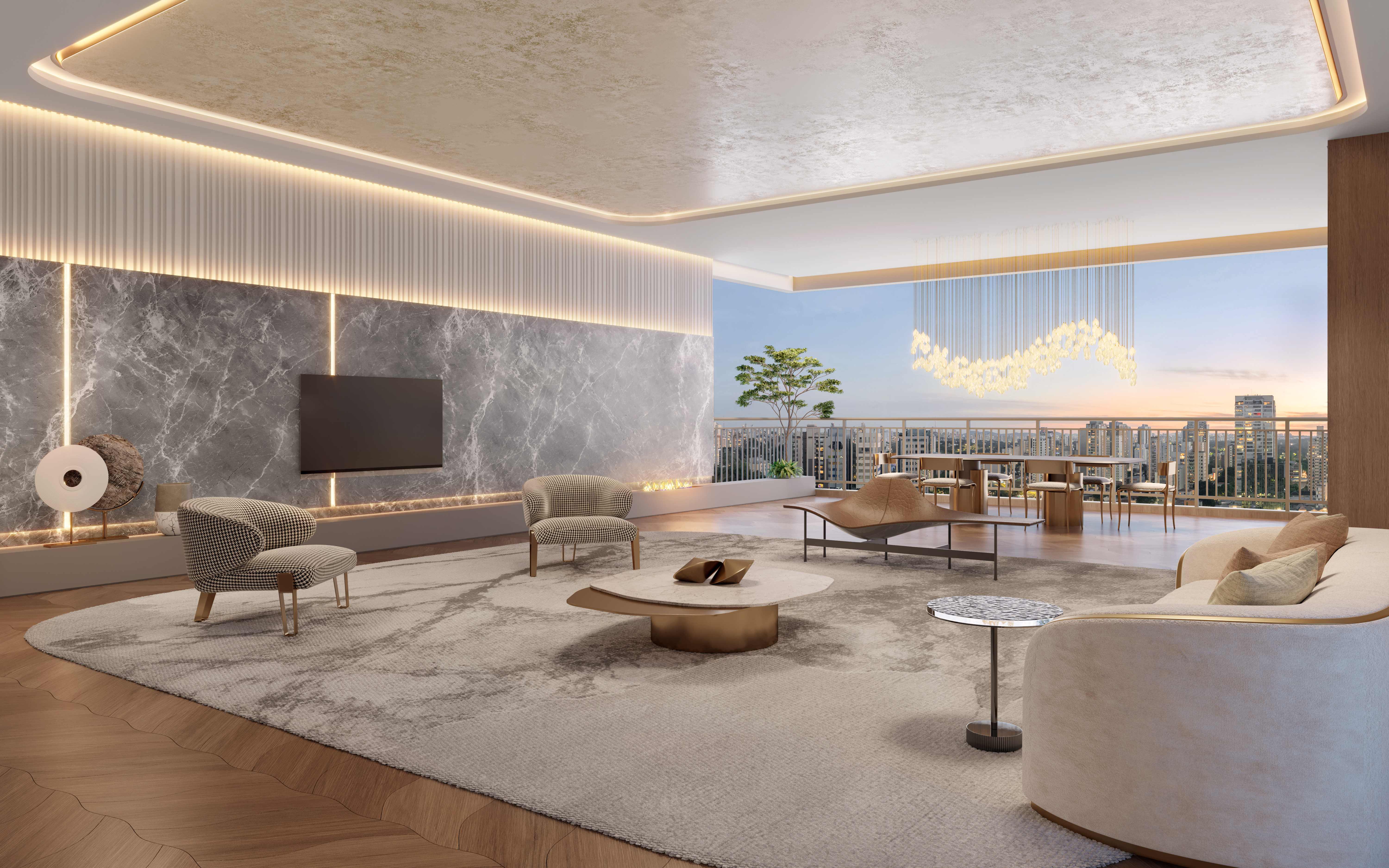 Green Garden Residences -- Perspectiva Ilustrada Living 110m²