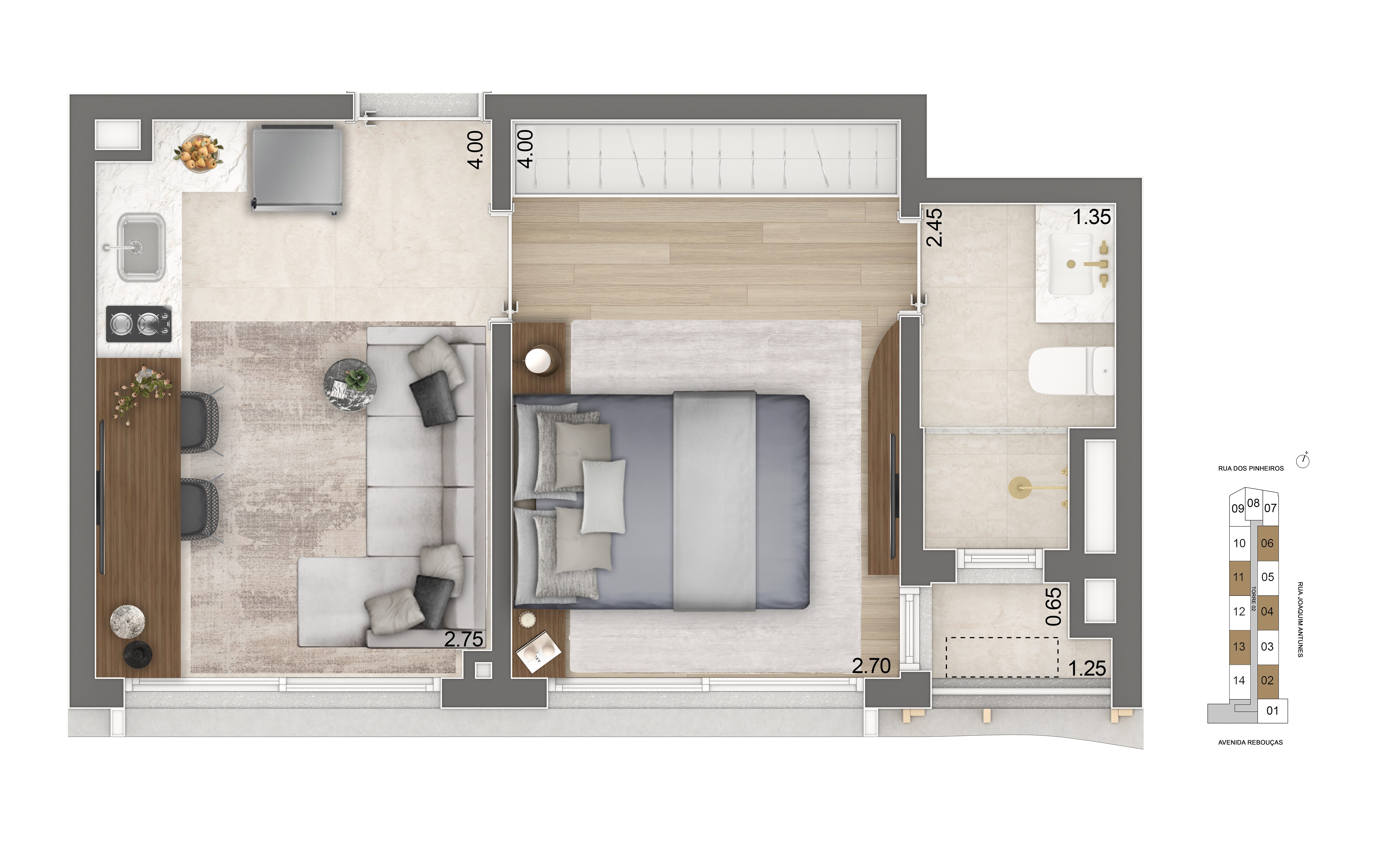 Planta Padrão 31m²
