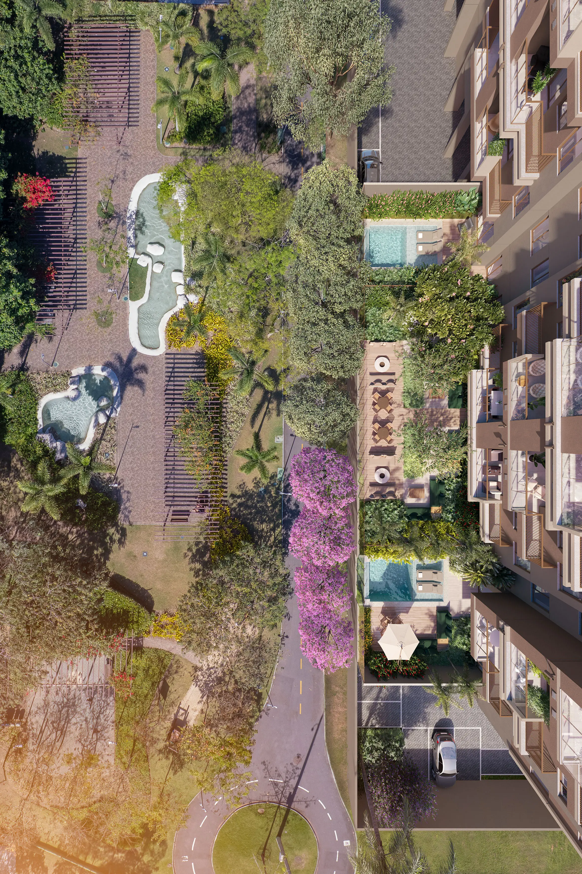 In the Park - Cidade Jardim -- ILUSTRAÇÃO ARTÍSTICA - TERRAÇOS DAS POOL HOUSES, LOUNGE EXTERNO FESTAS E PARQUE LINEAR