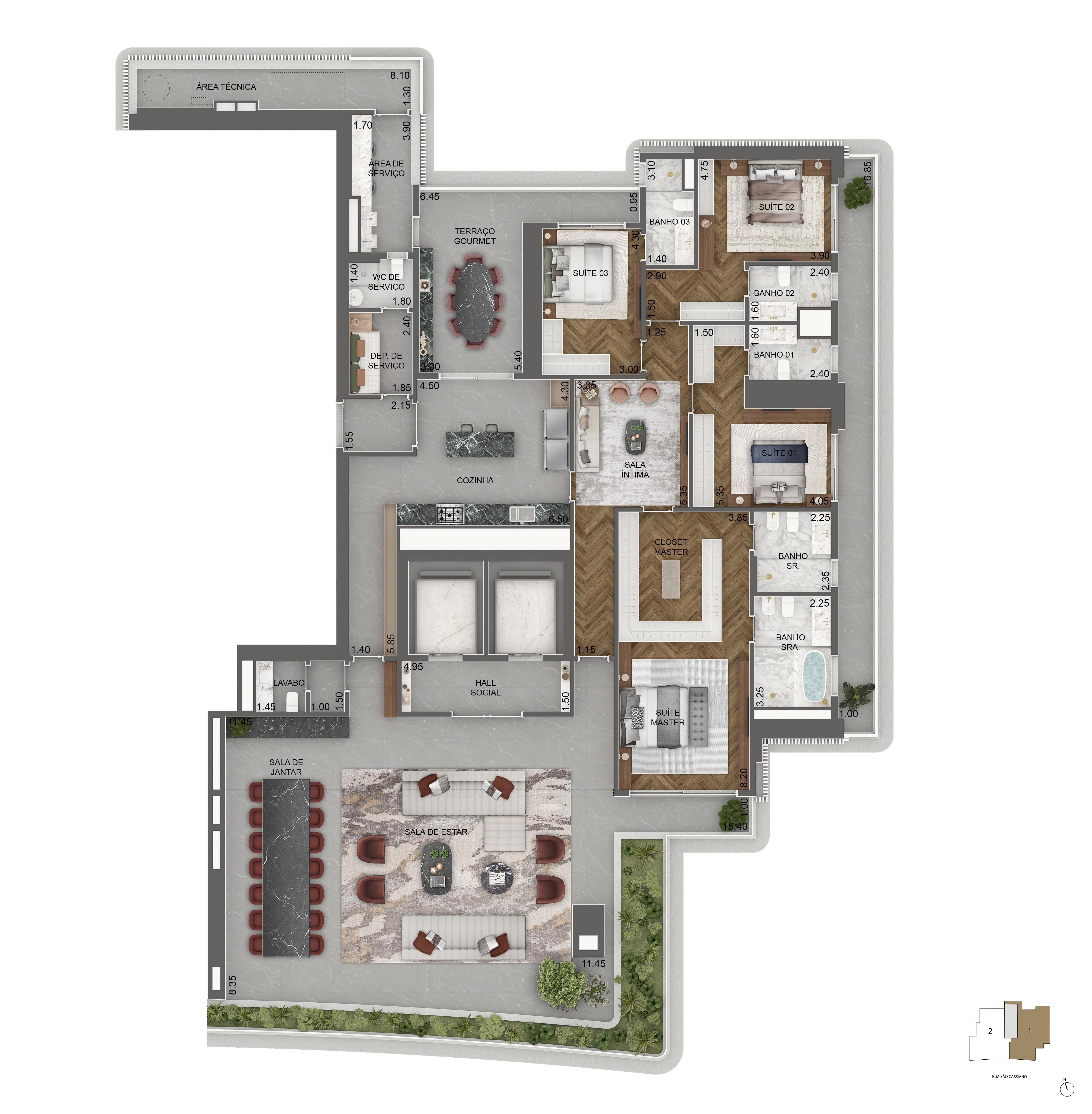 Planta padrão 411.5m2