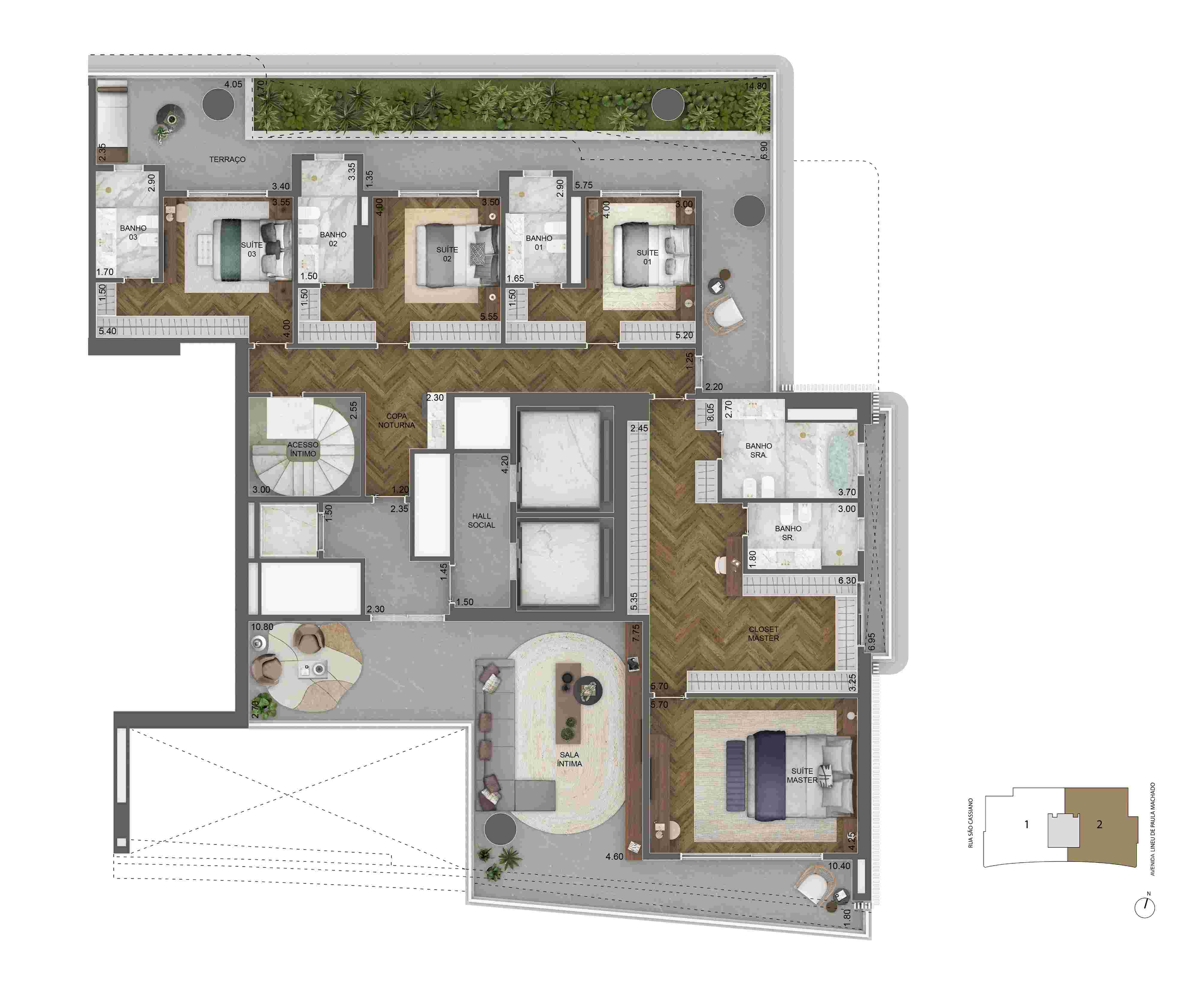 Planta duplex superior 717m2