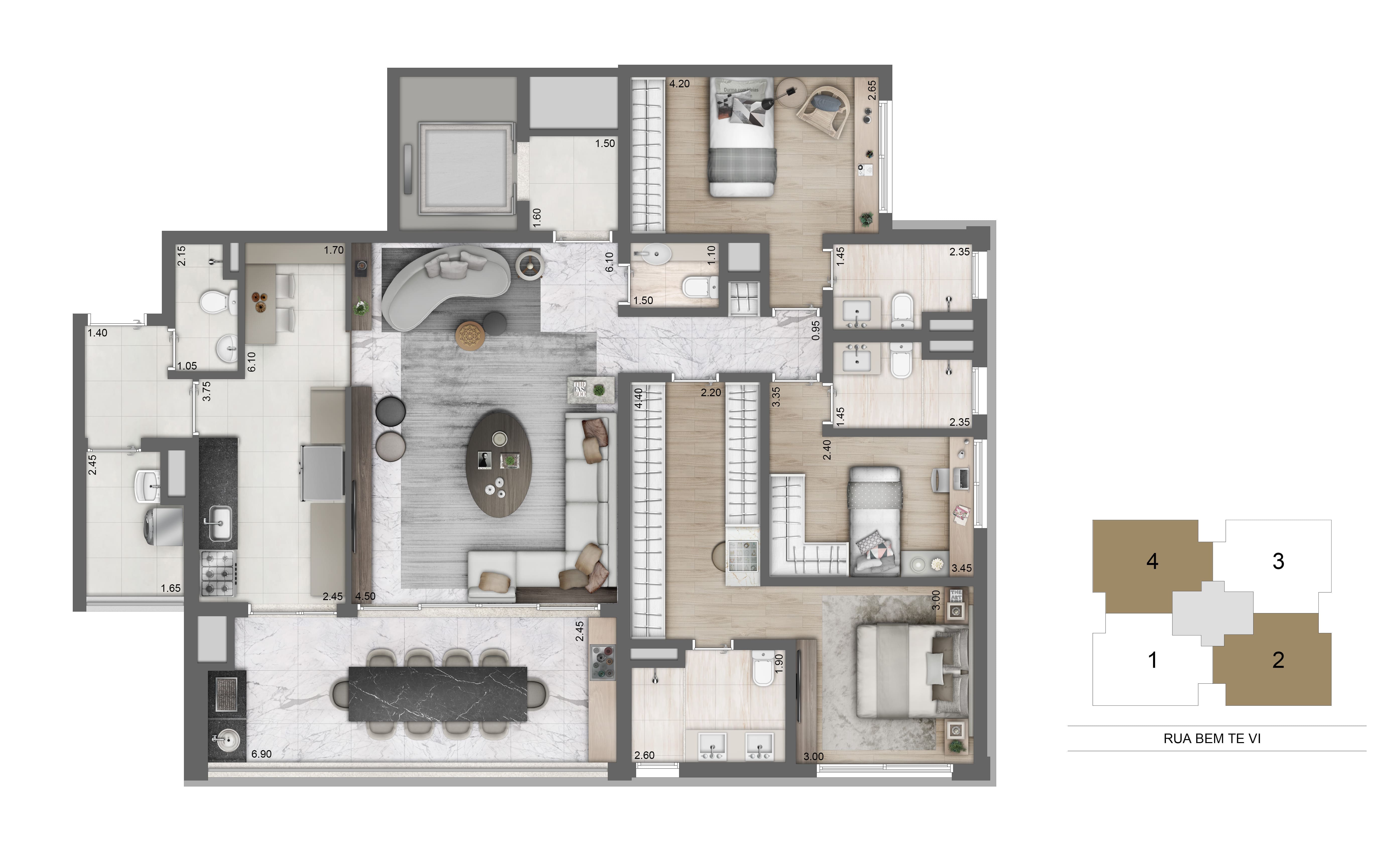 Planta Opção 148m²