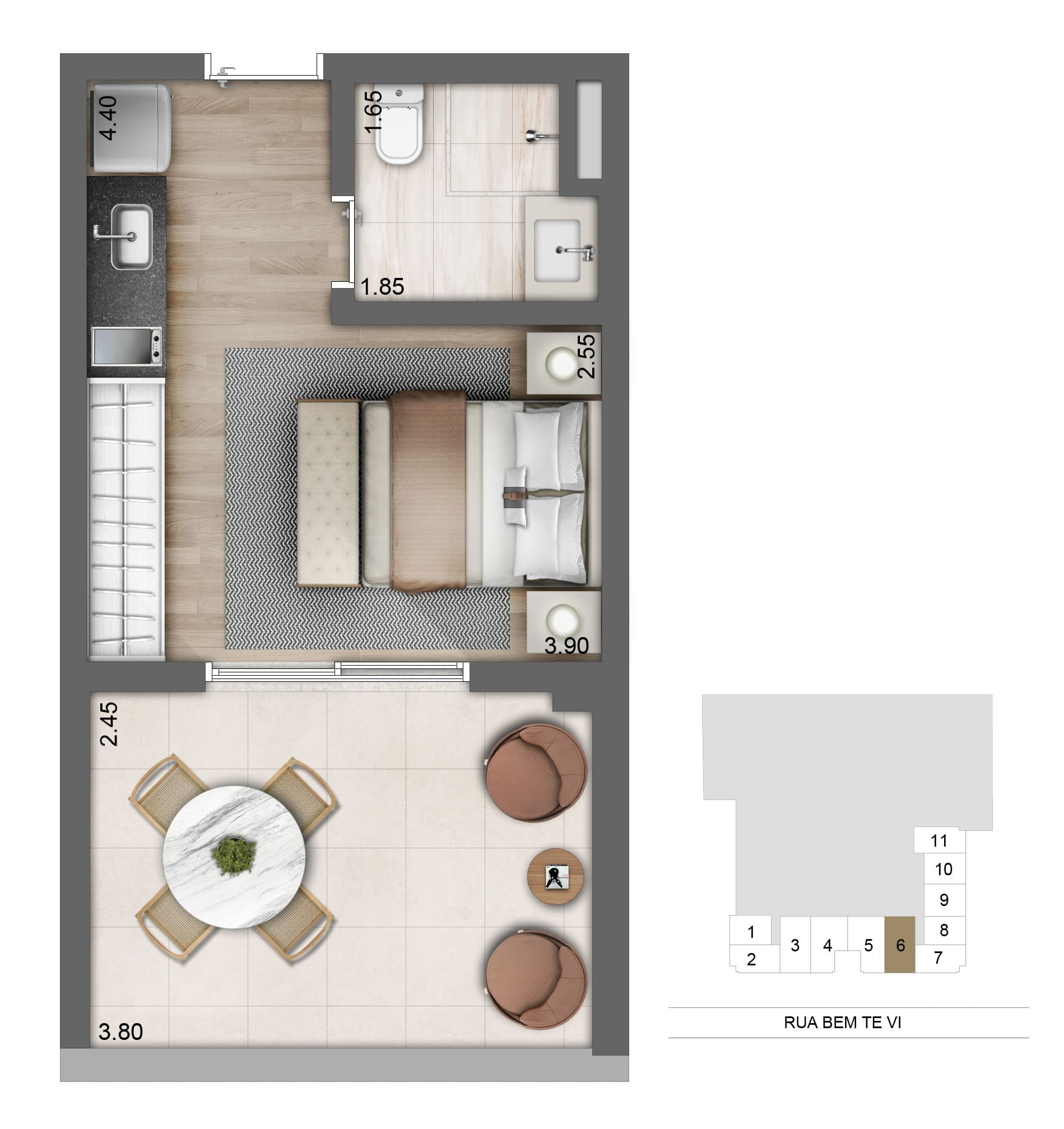 Planta Padrão 33m²