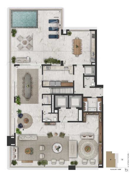 Planta Padrão 689m² | Duplex Inferior