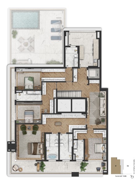 Planta Padrão 689m² | Duplex Superior