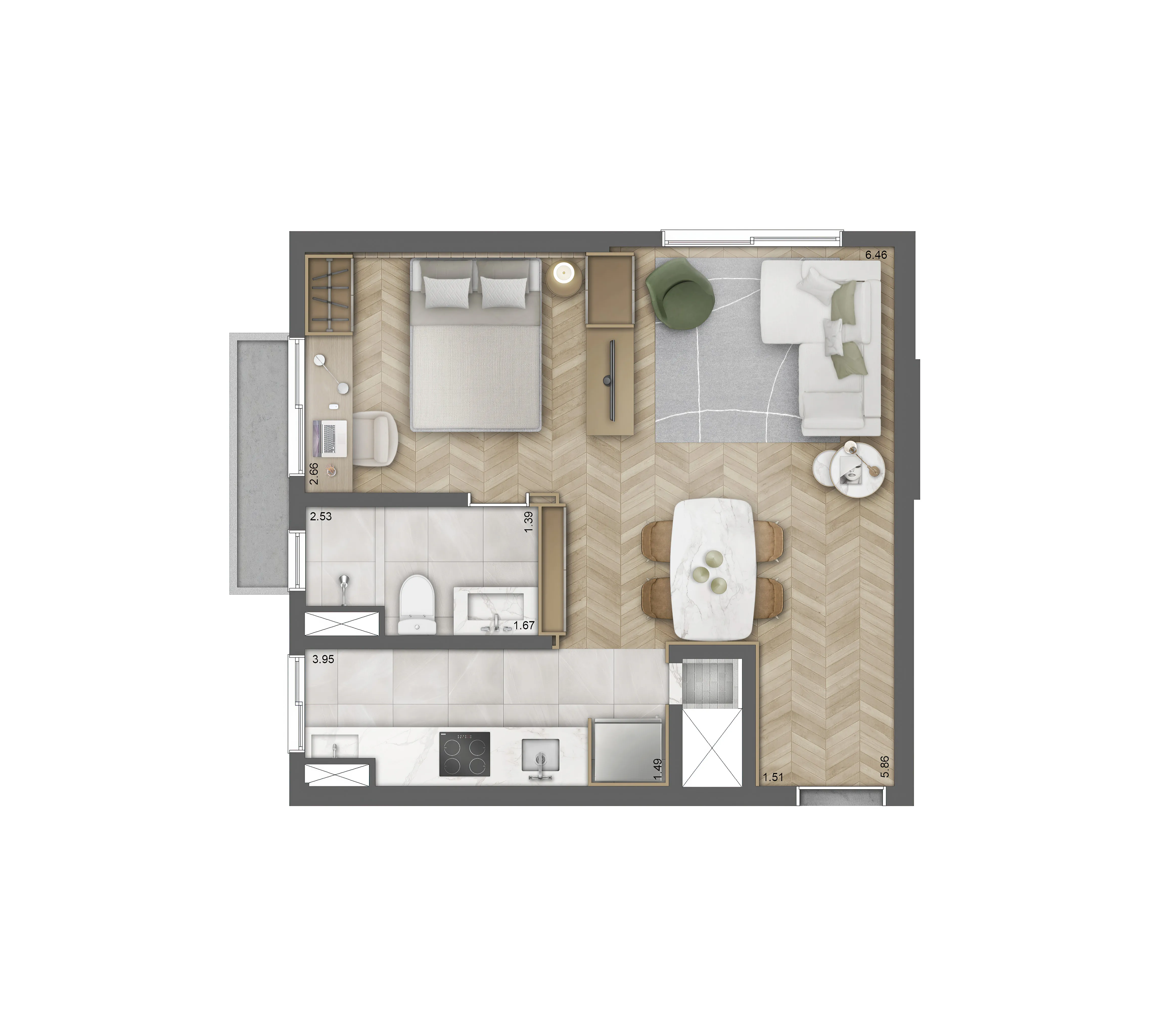 Apto. 1 Dorm. | 43M²