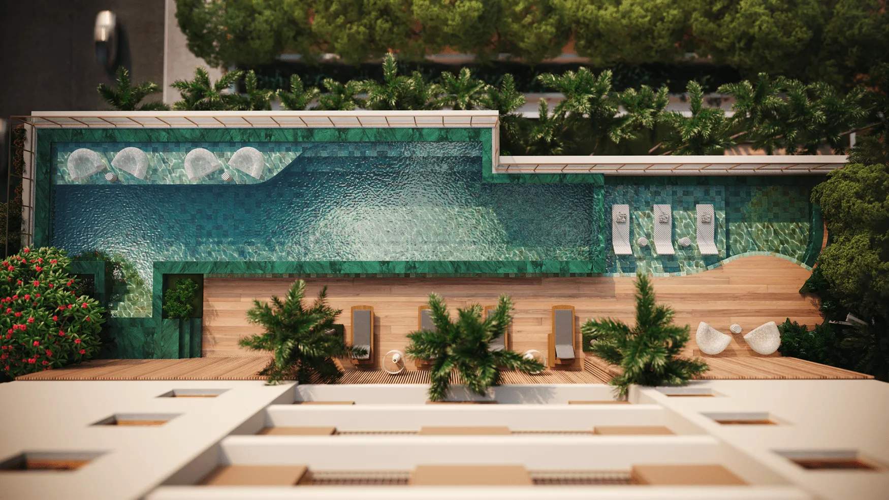 Perspectiva Ilustrada Piscina Raia
