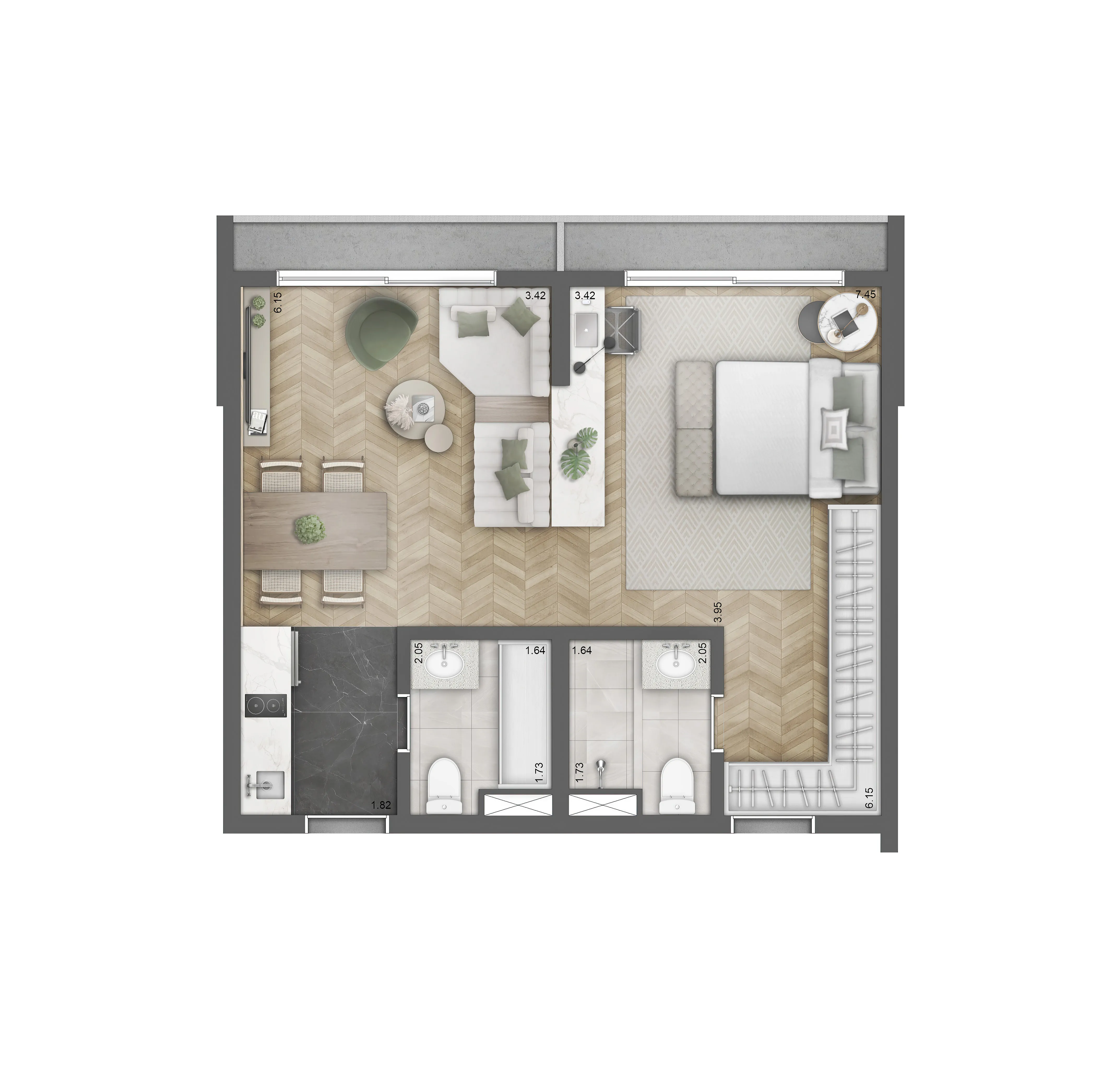 Opção de planta | 52M²