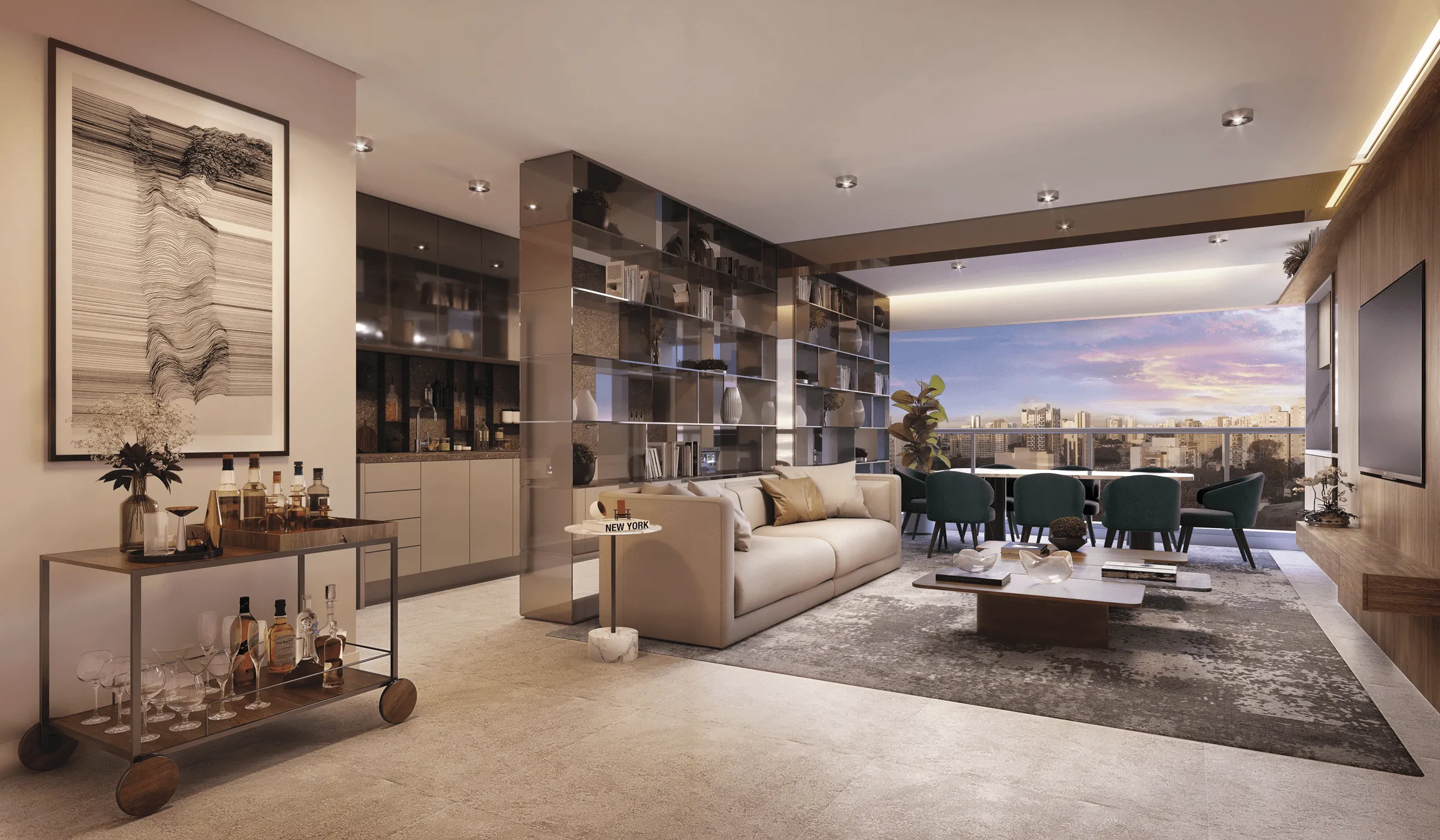 Perspectiva Ilustrada | Living Ampliado 96m²