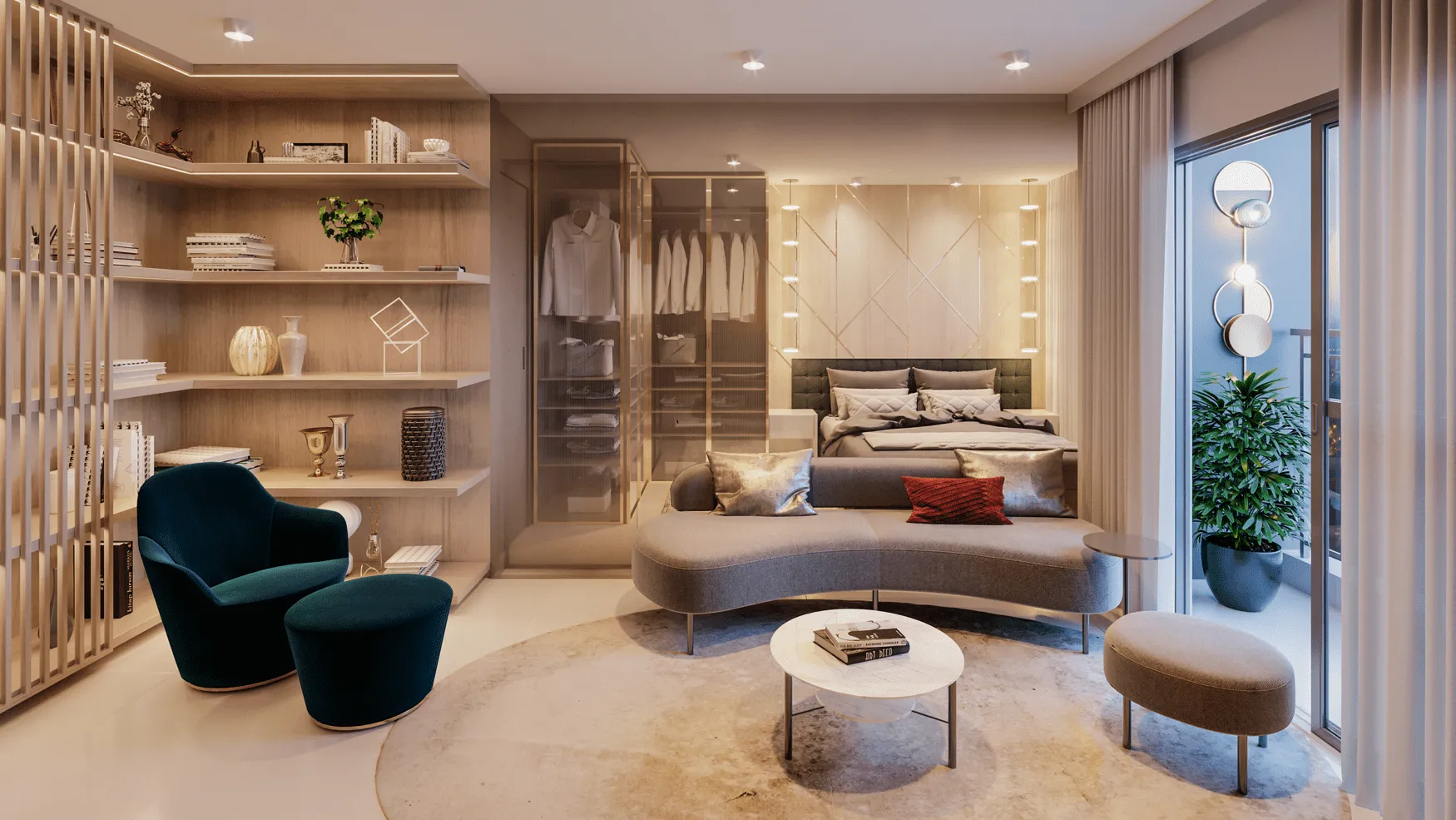 Perspectiva Ilustrada do Living Ap 30m²