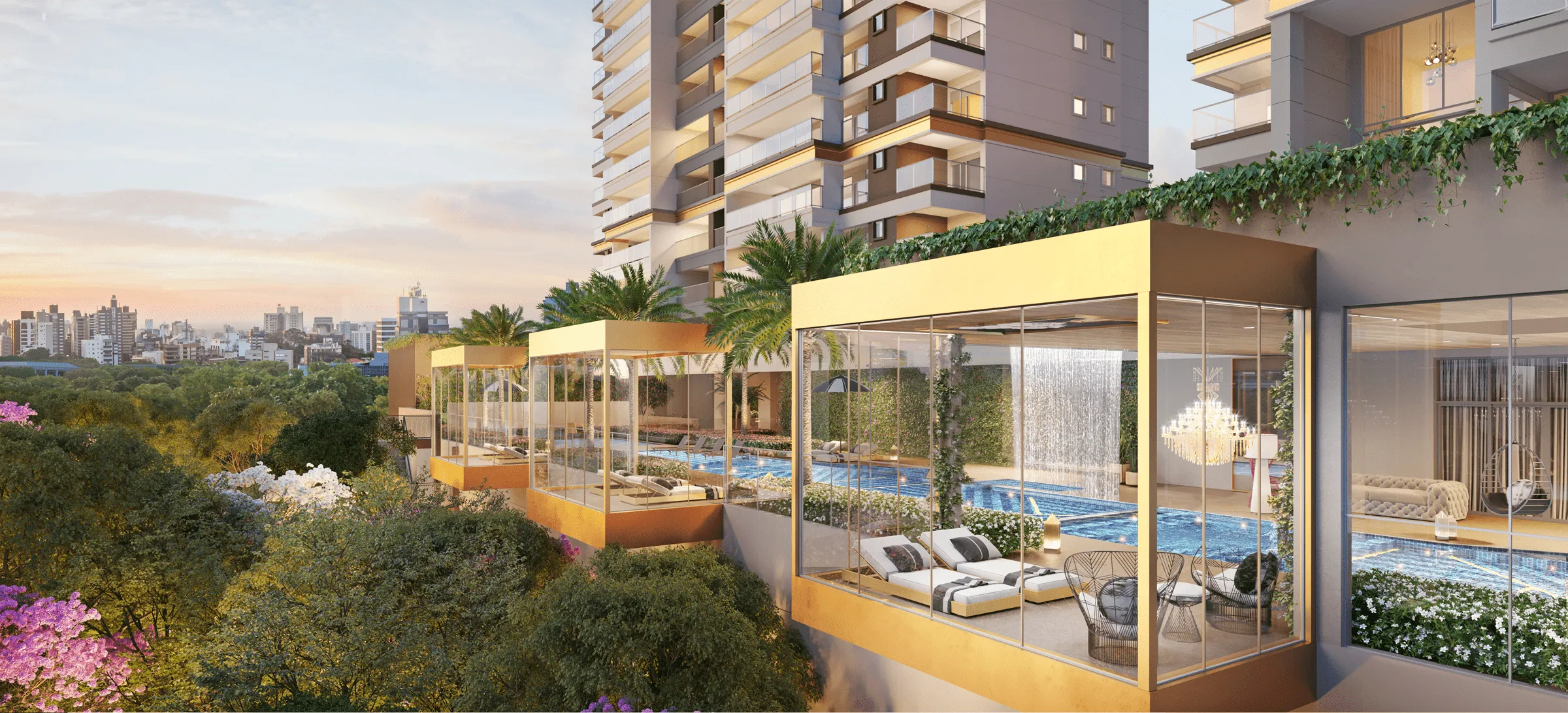 Perspectiva Ilustrada do Floating Glass Houses
