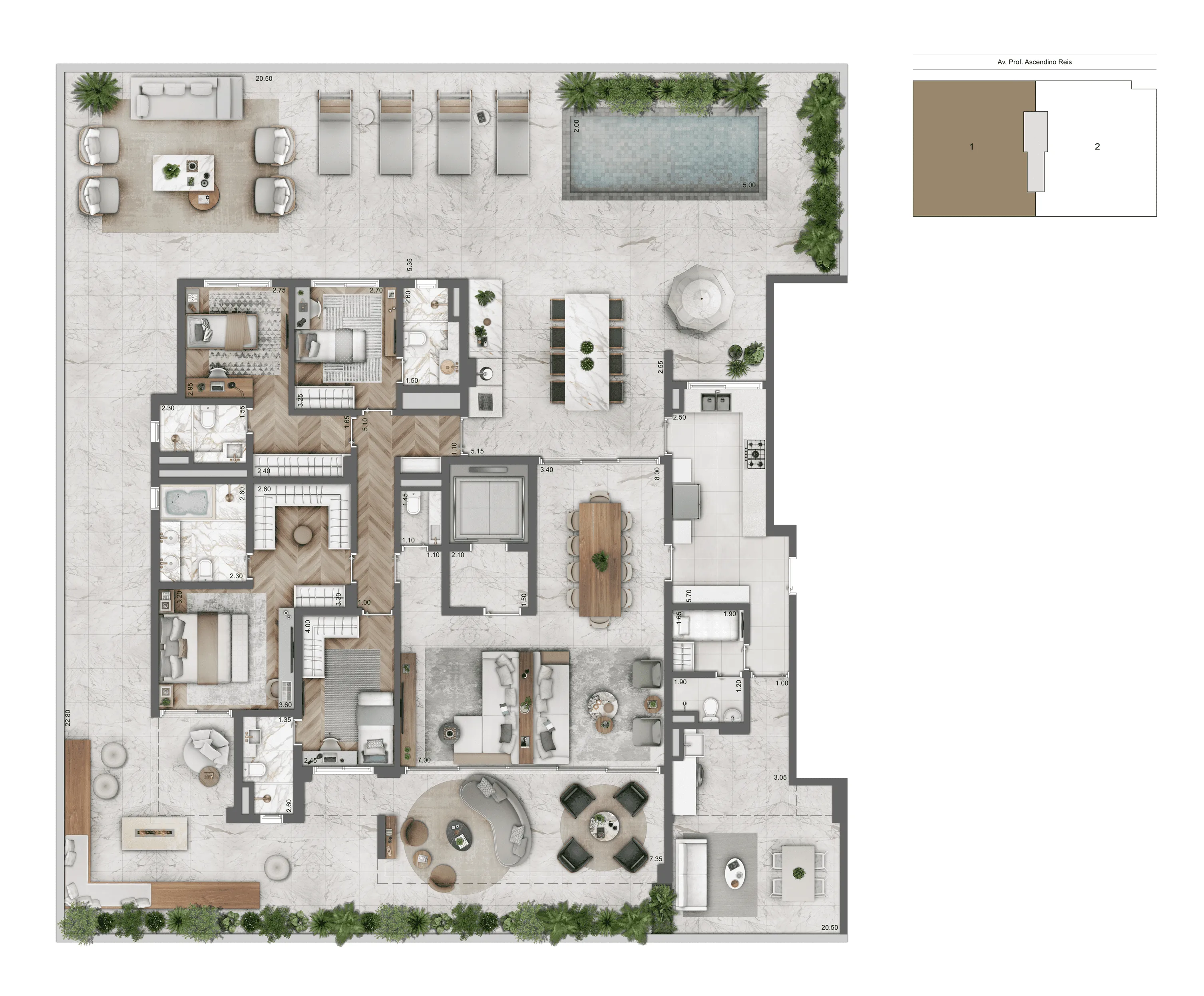 Planta Giardino 458m²