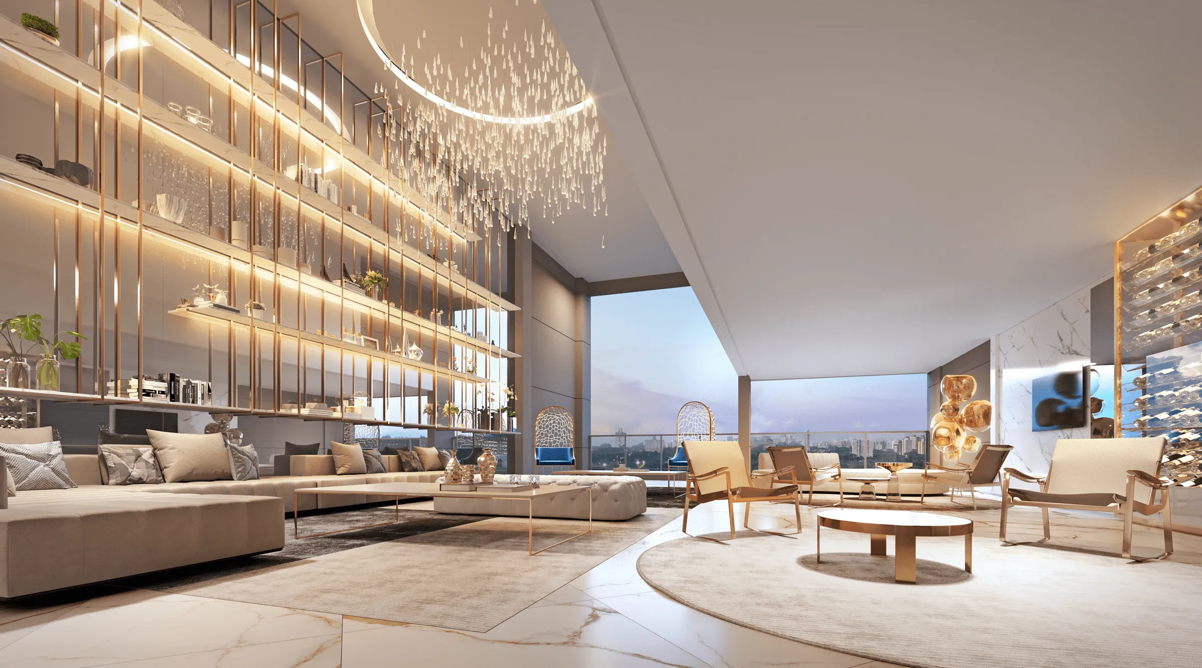 Perspectiva Ilustrada do Living 300 m² 