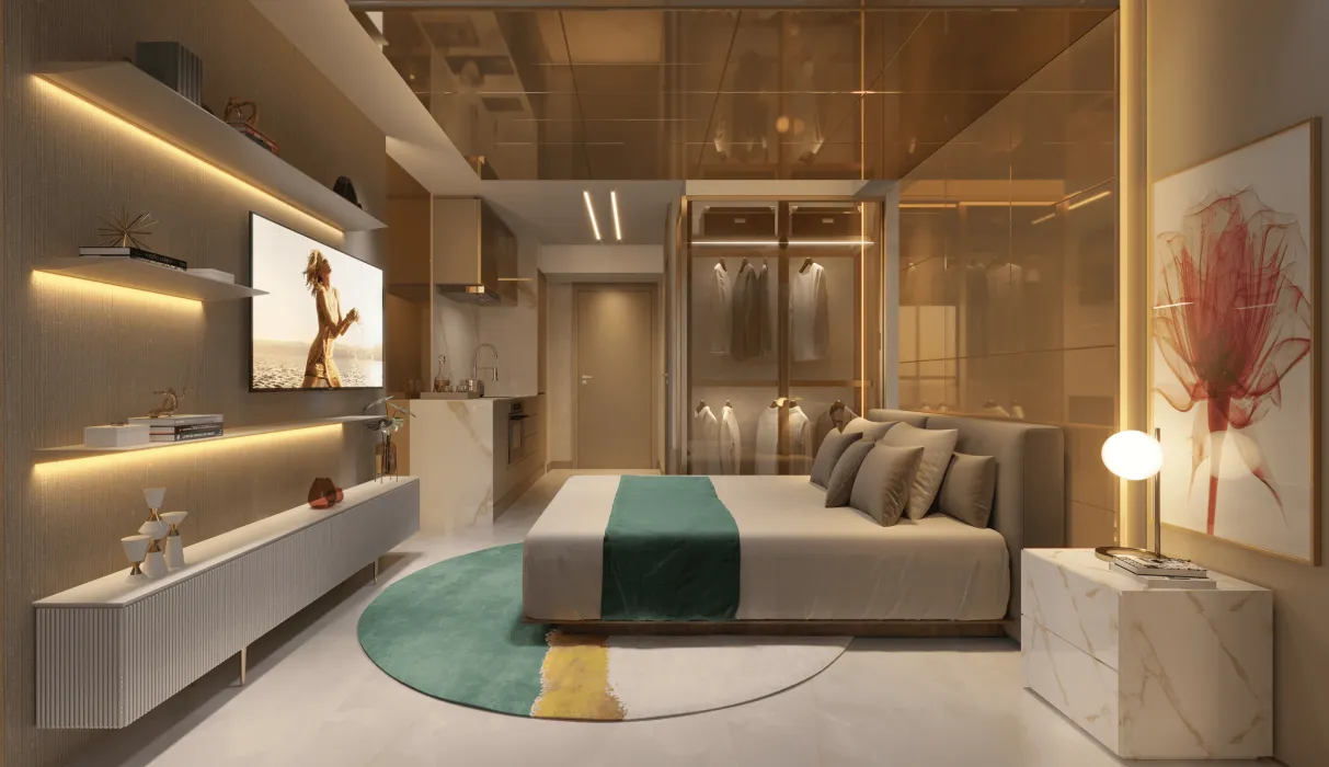 Perspectiva Ilustrada Apto Studio 27m²