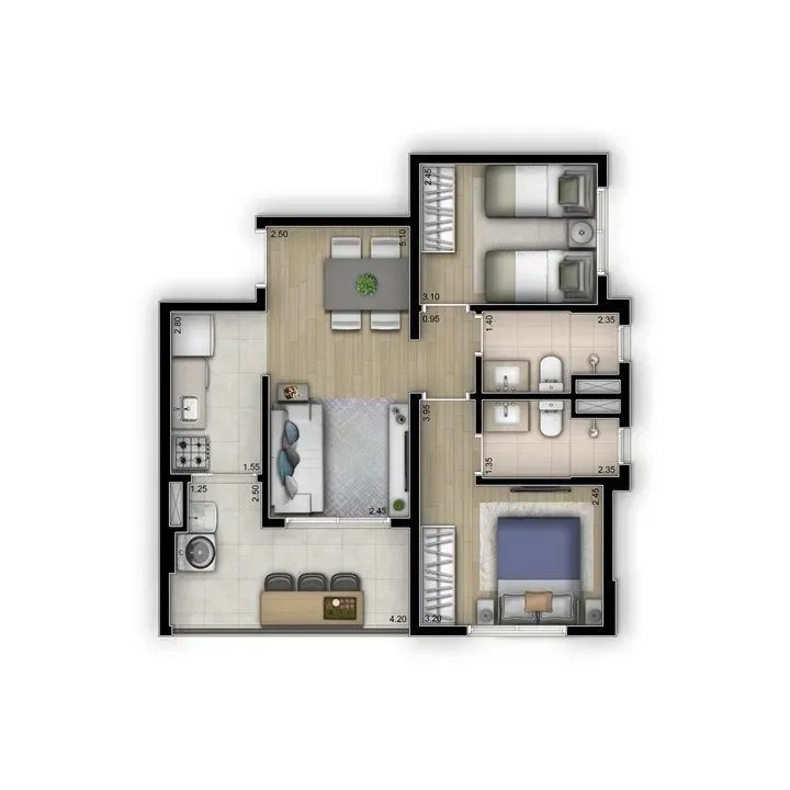 PLANTA PADRÃO 60 M²