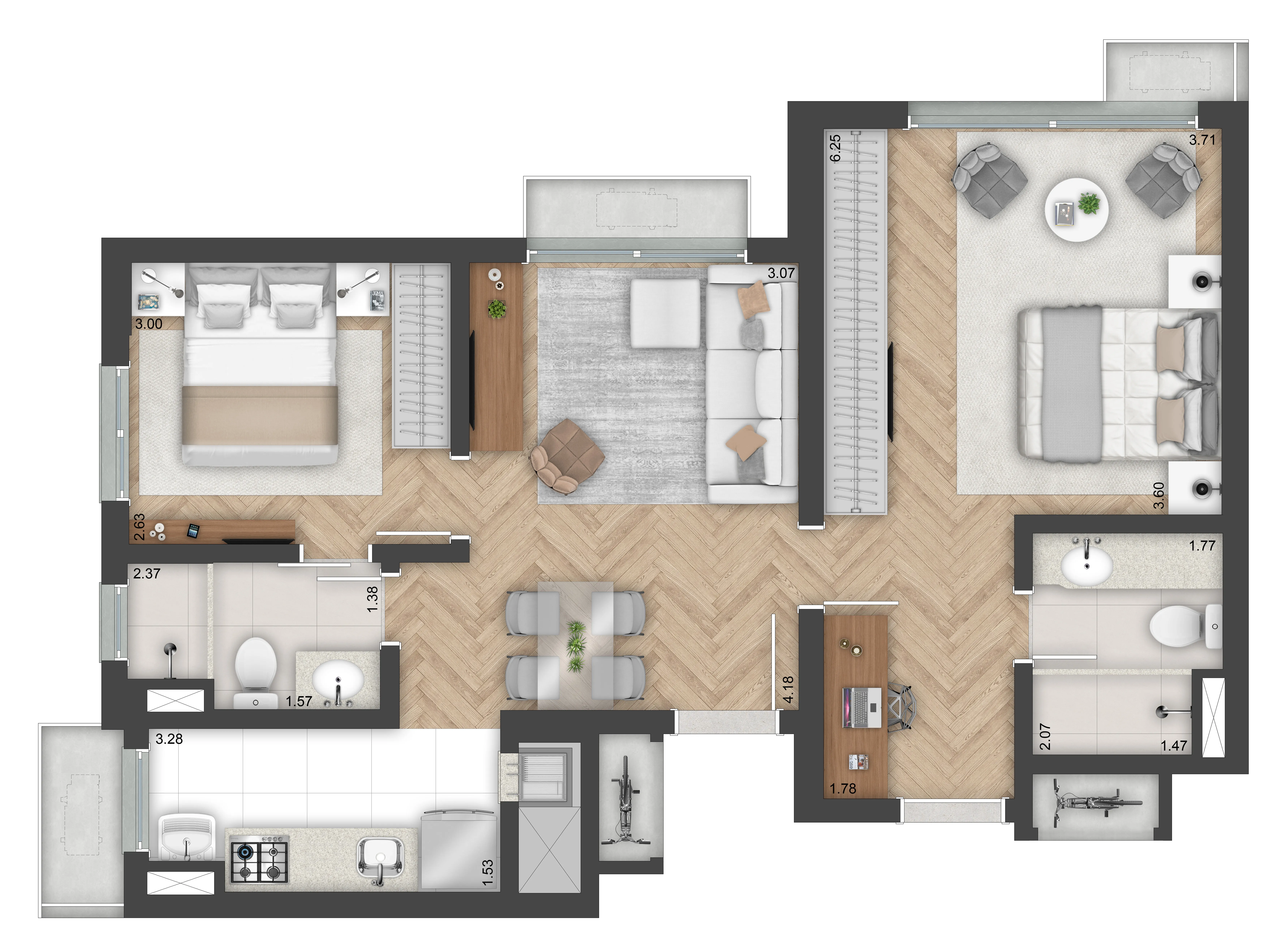 Planta Double Suíte