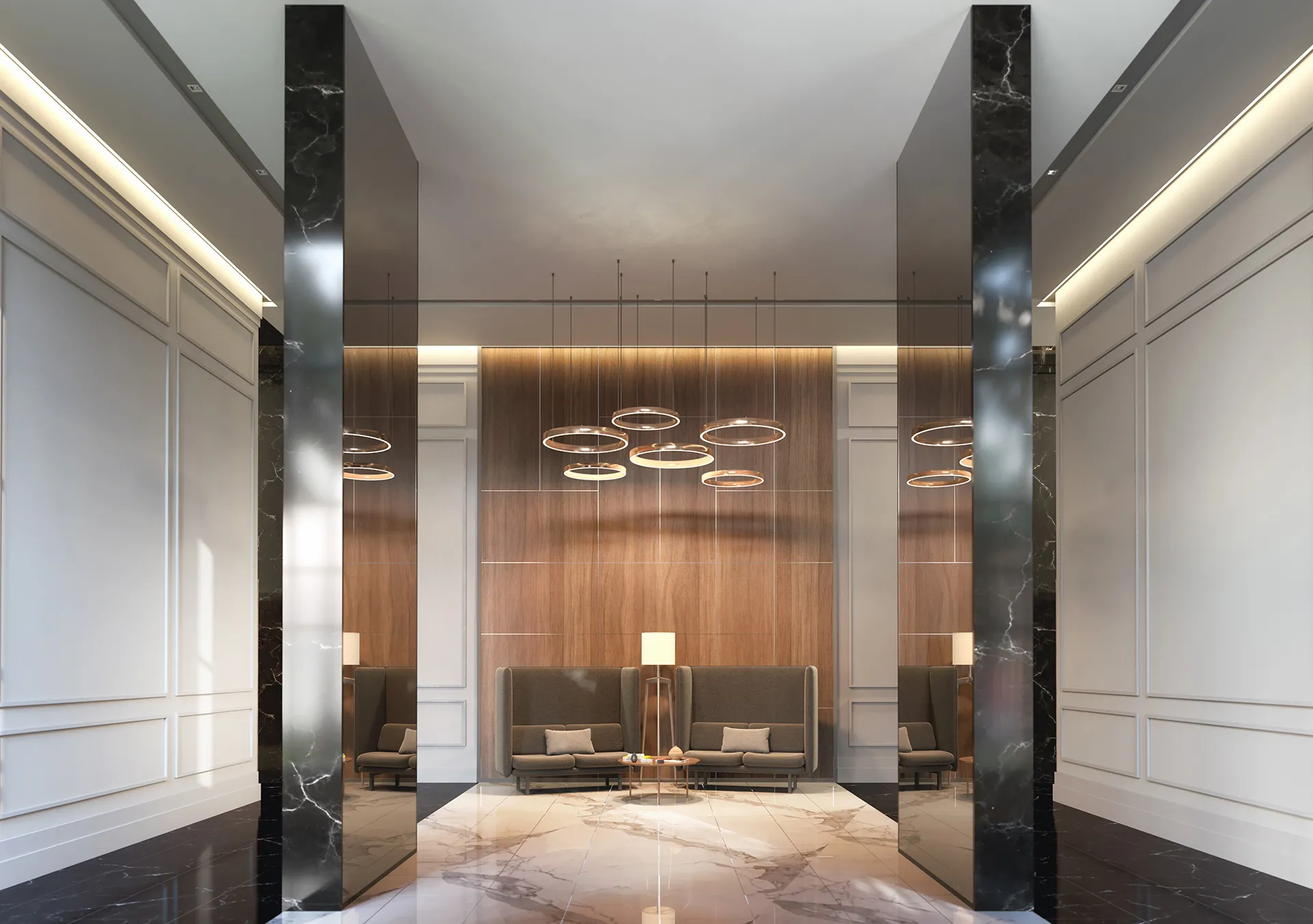 Perspectiva Ilustrada Lobby Torre Sky