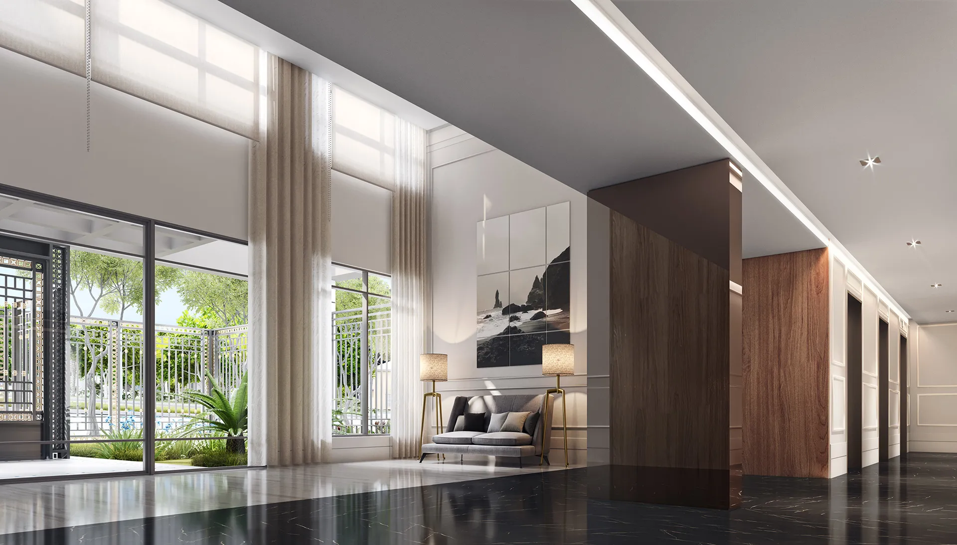 Perspectiva Ilustrada Lobby Torre View