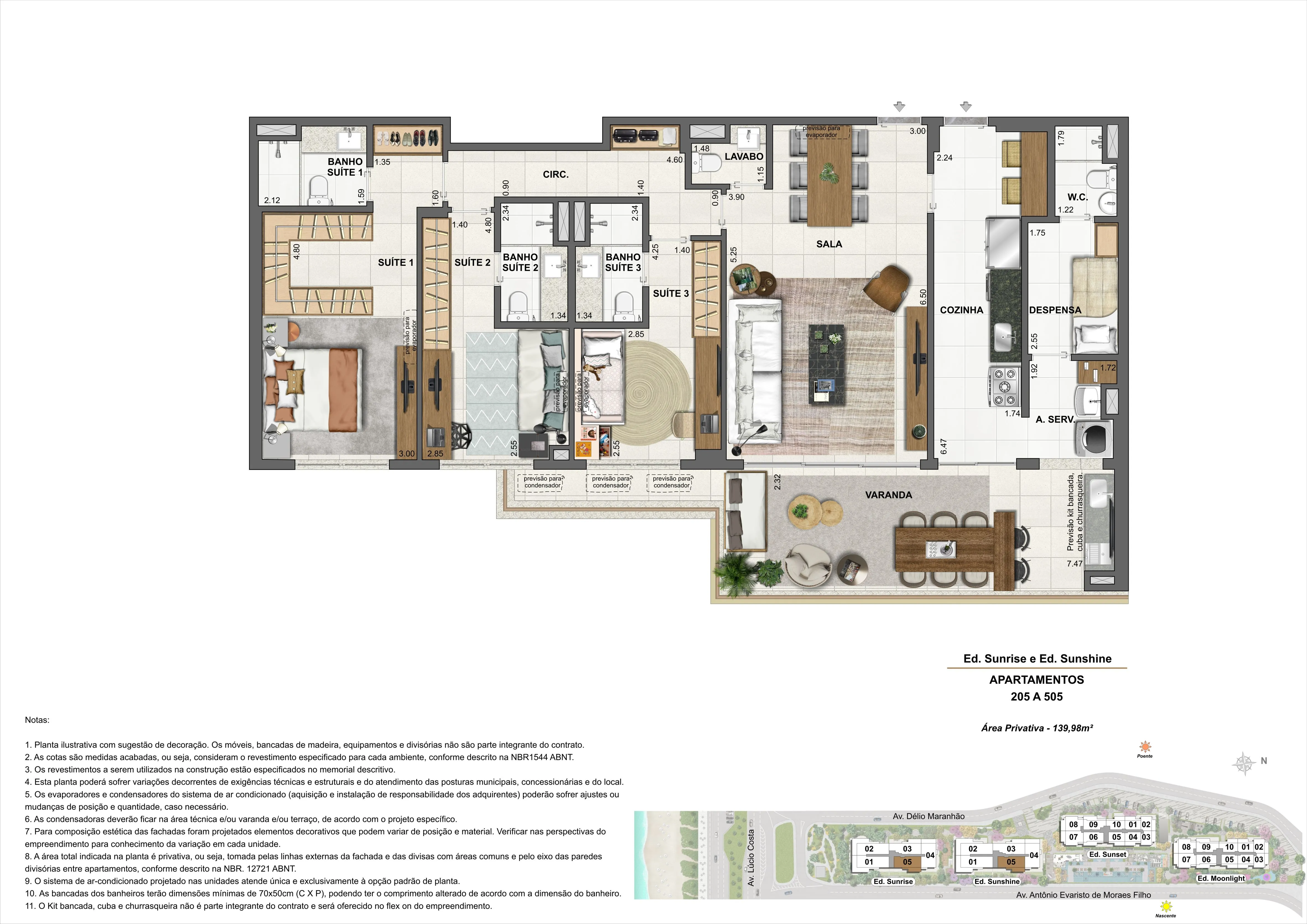 ED. SUNRISE E ED. SUNSHINE - APARTAMENTOS: 205 A 505