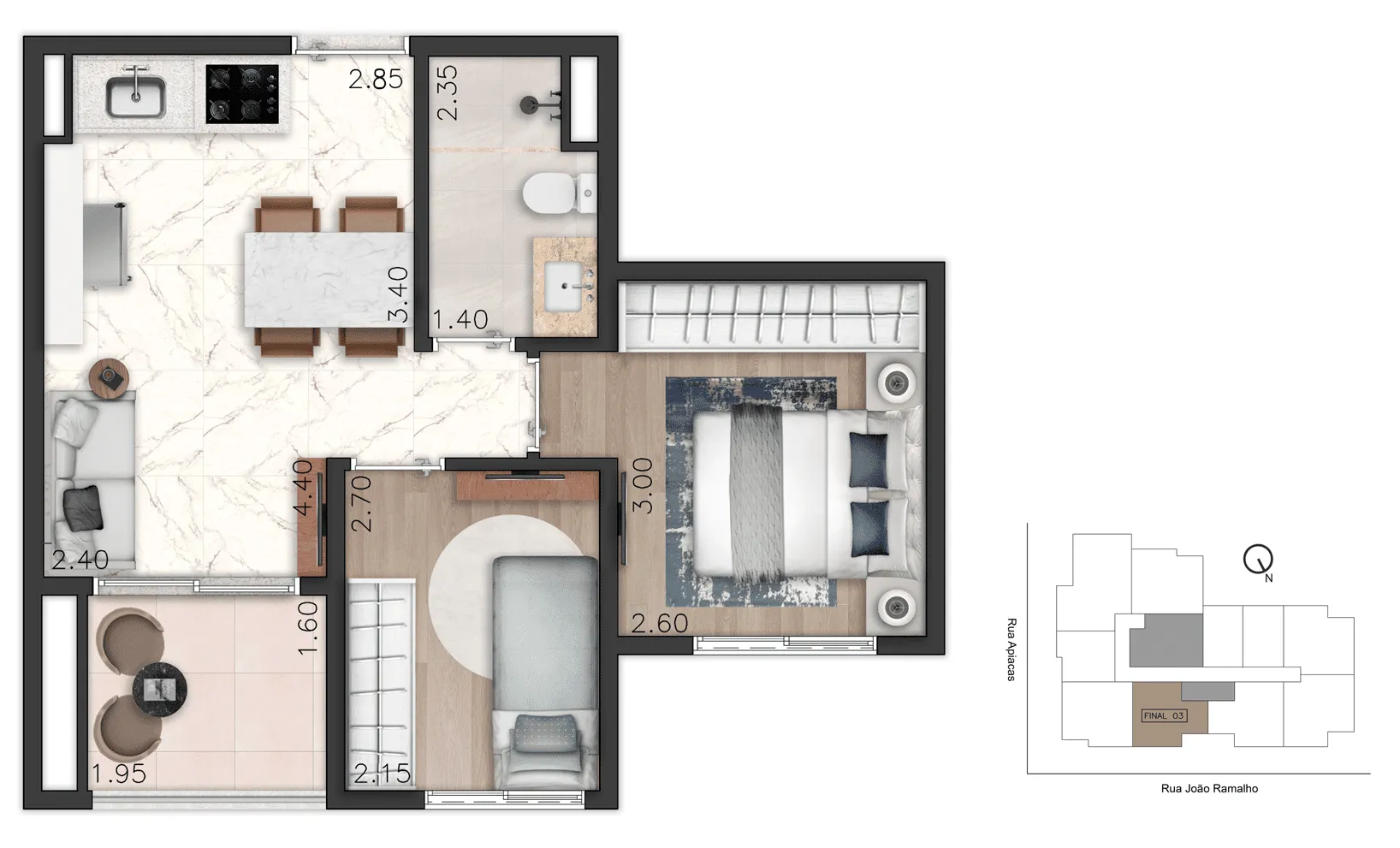 Planta Studio 40,25 m²