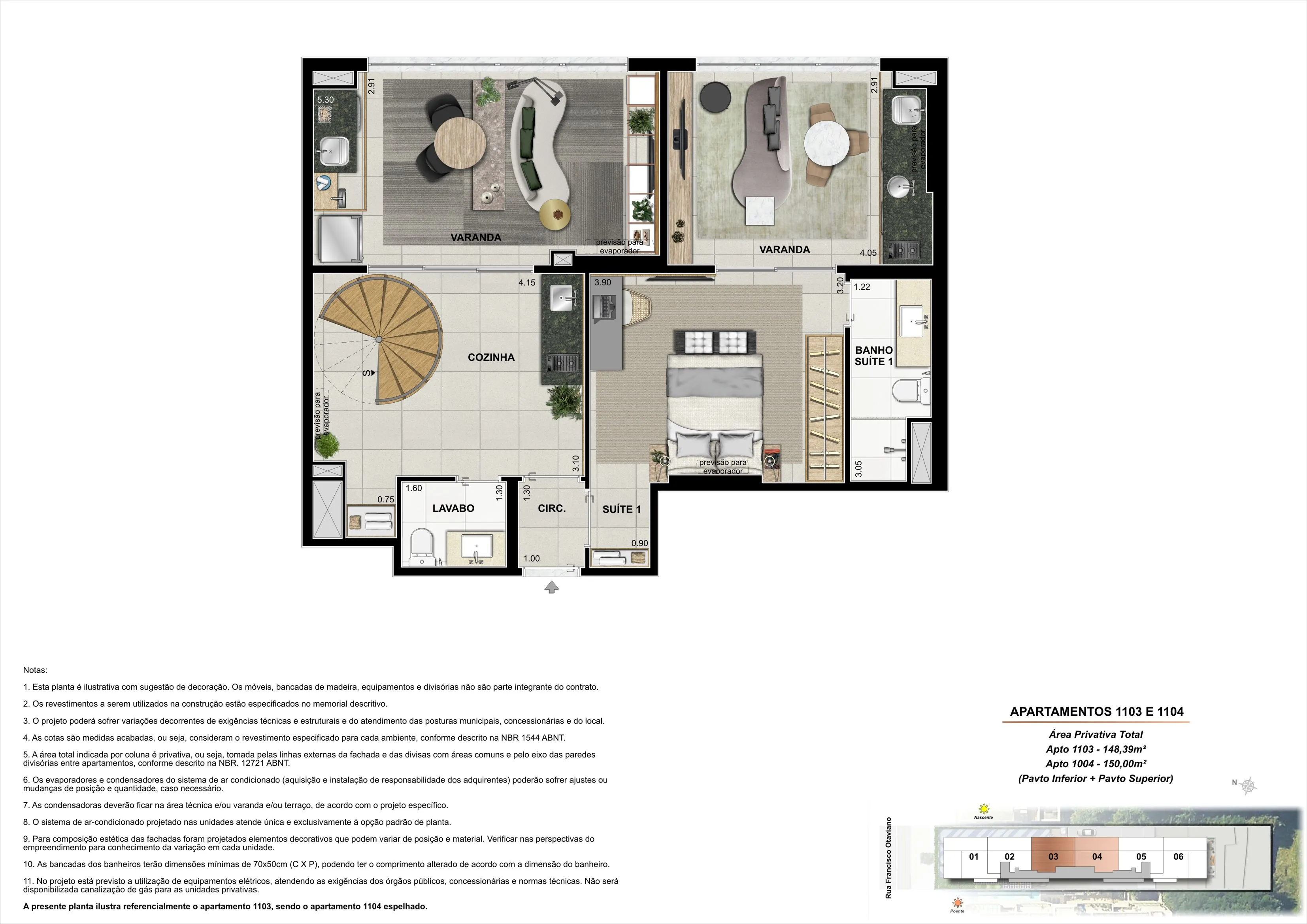 Apartamentos 1103 e 1104