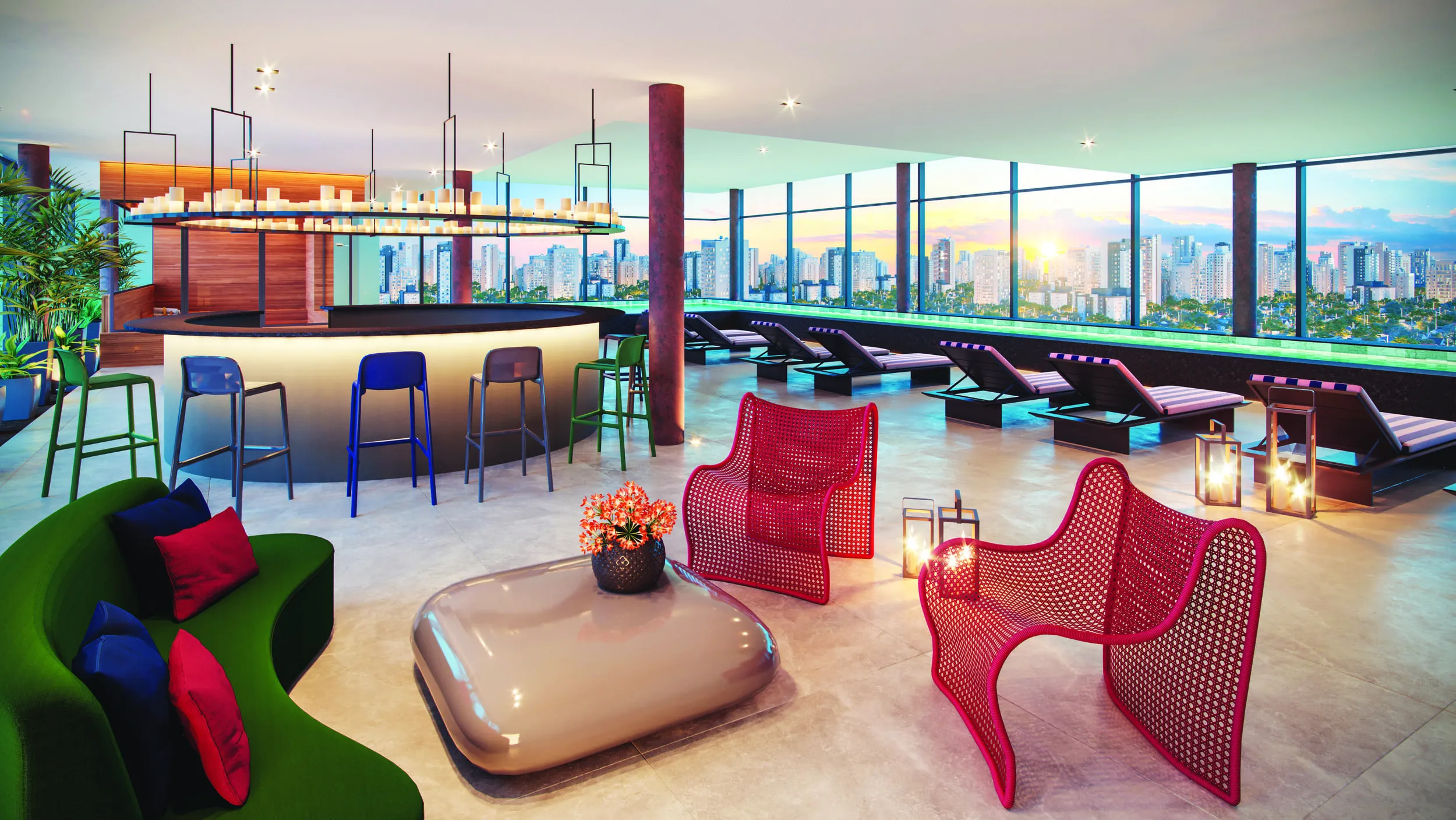 Perspectiva Ilustrada do Lounge Bar