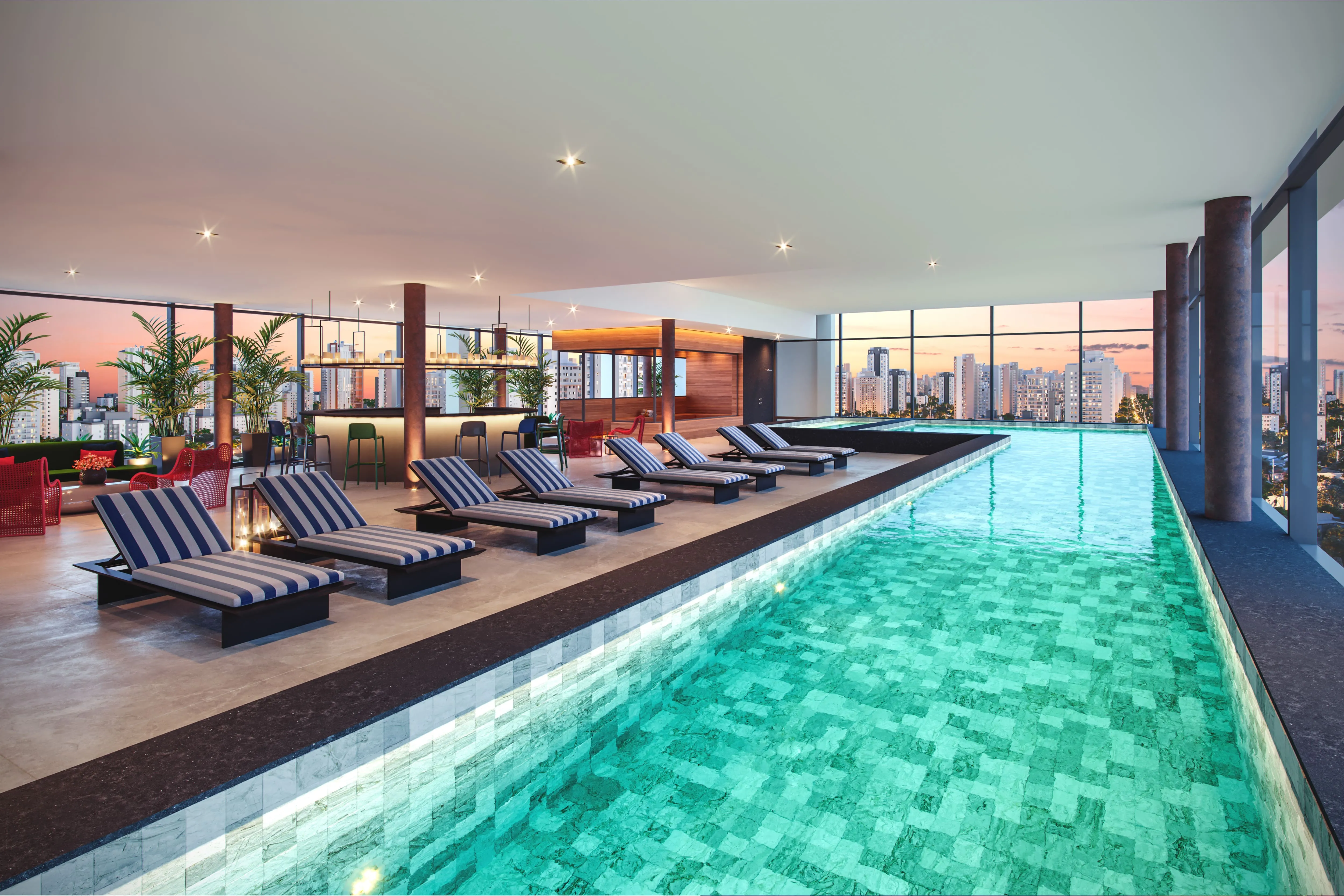 Perspectiva Ilustrada da Piscina com Raia de 25 m