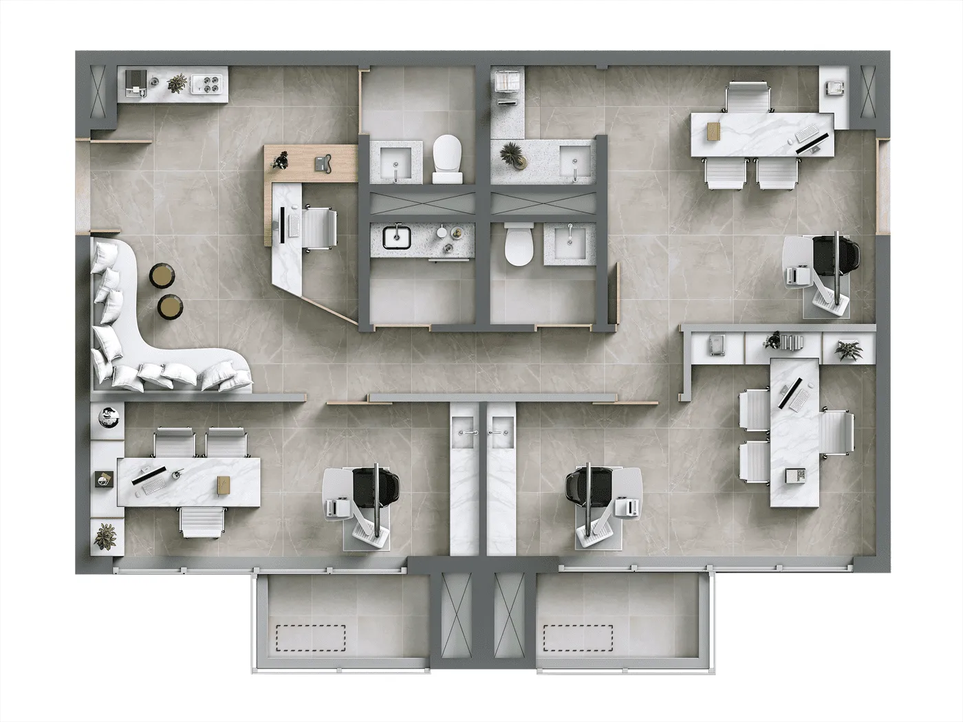 Planta opção junção unidade de 39m² + 39m² | Consultório