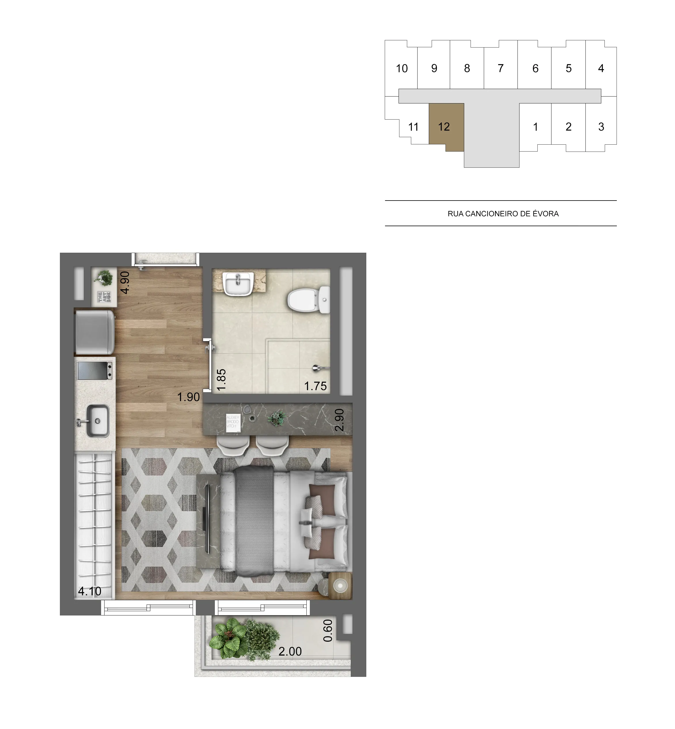 Planta-tipo 25 m² | Studio