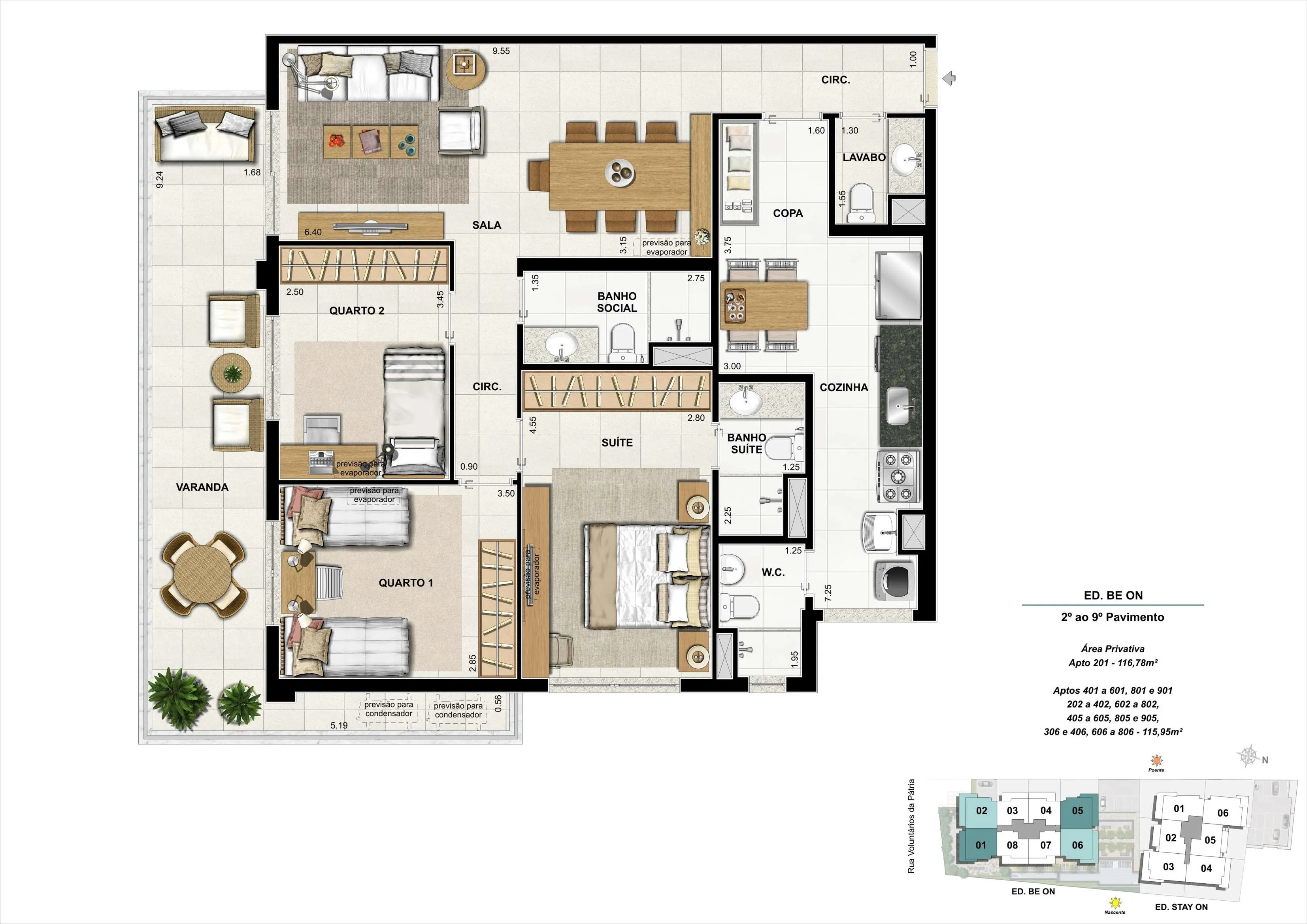 Bloco 01 - Apto. 01 (opção 1) - 115,95 a 116,78m²