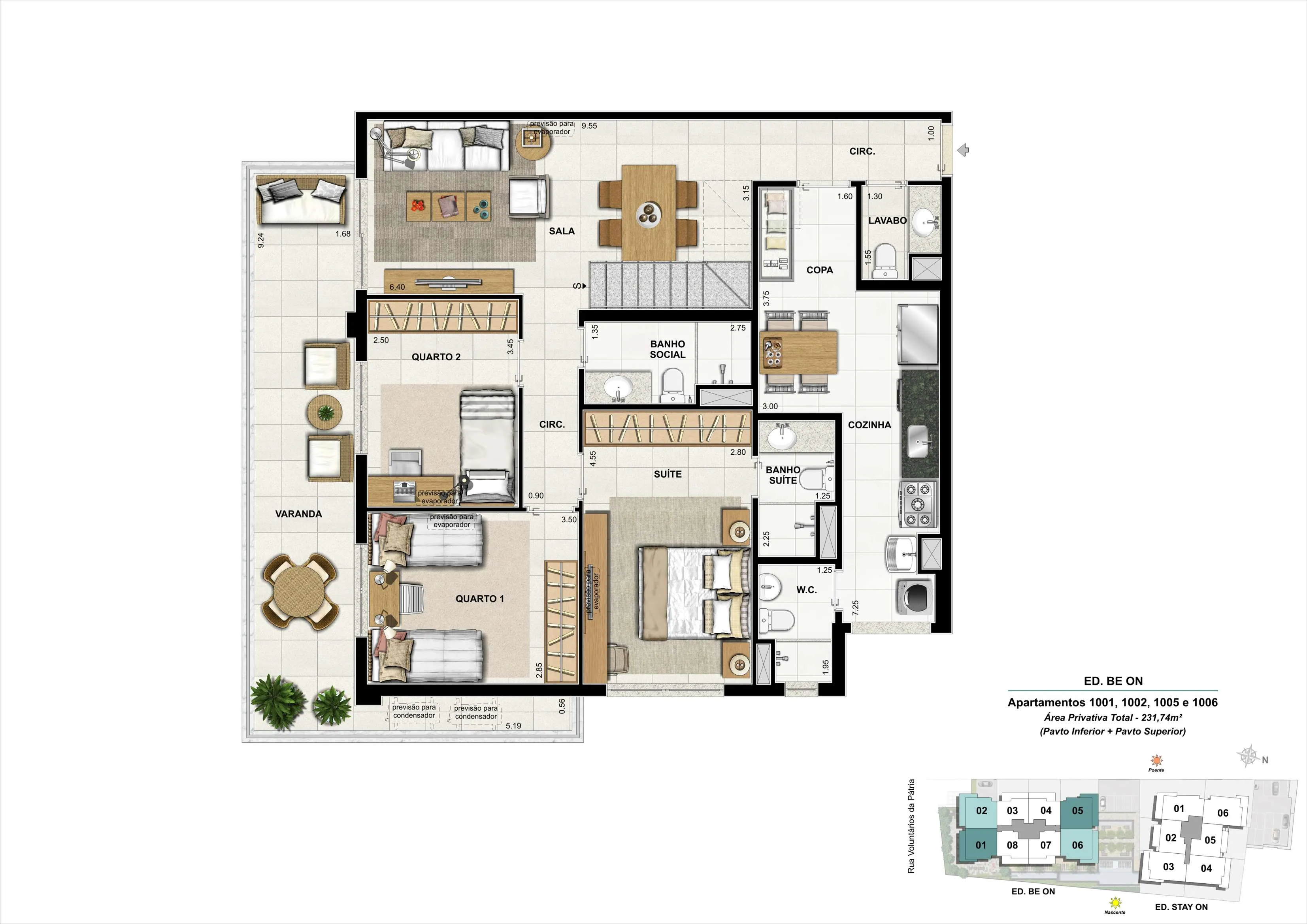 Bloco 01 - Cobertura 01 - 231,74m² (Pavimento Inferior)