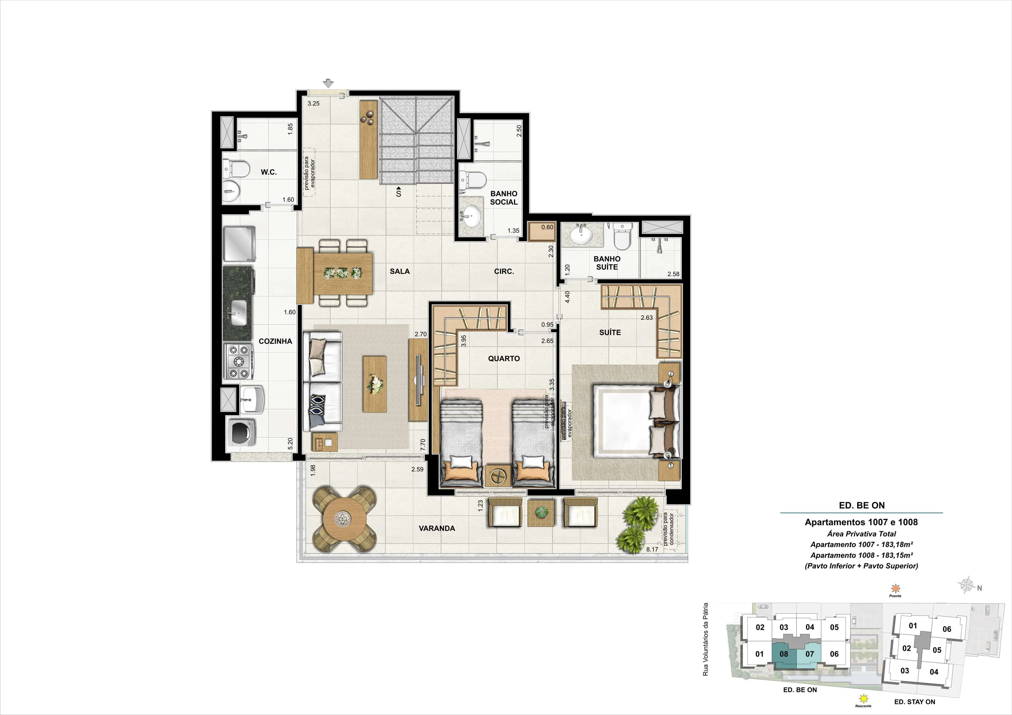 Bloco 01 - Cobertura 08 - 183,15 a 183,18m² (Pavimento Inferior)