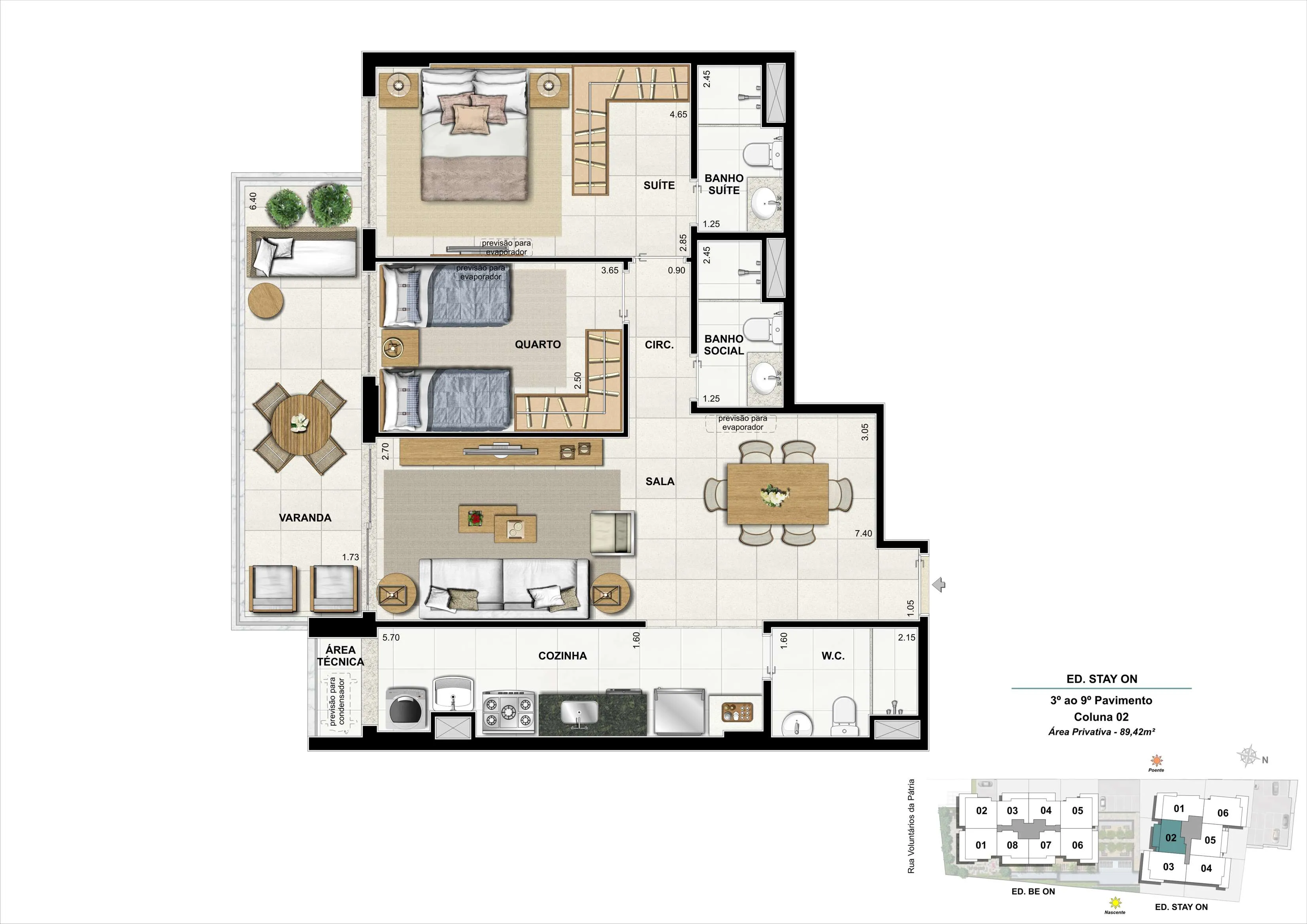 Bloco 02 - Apto. 02 - 89,42m²