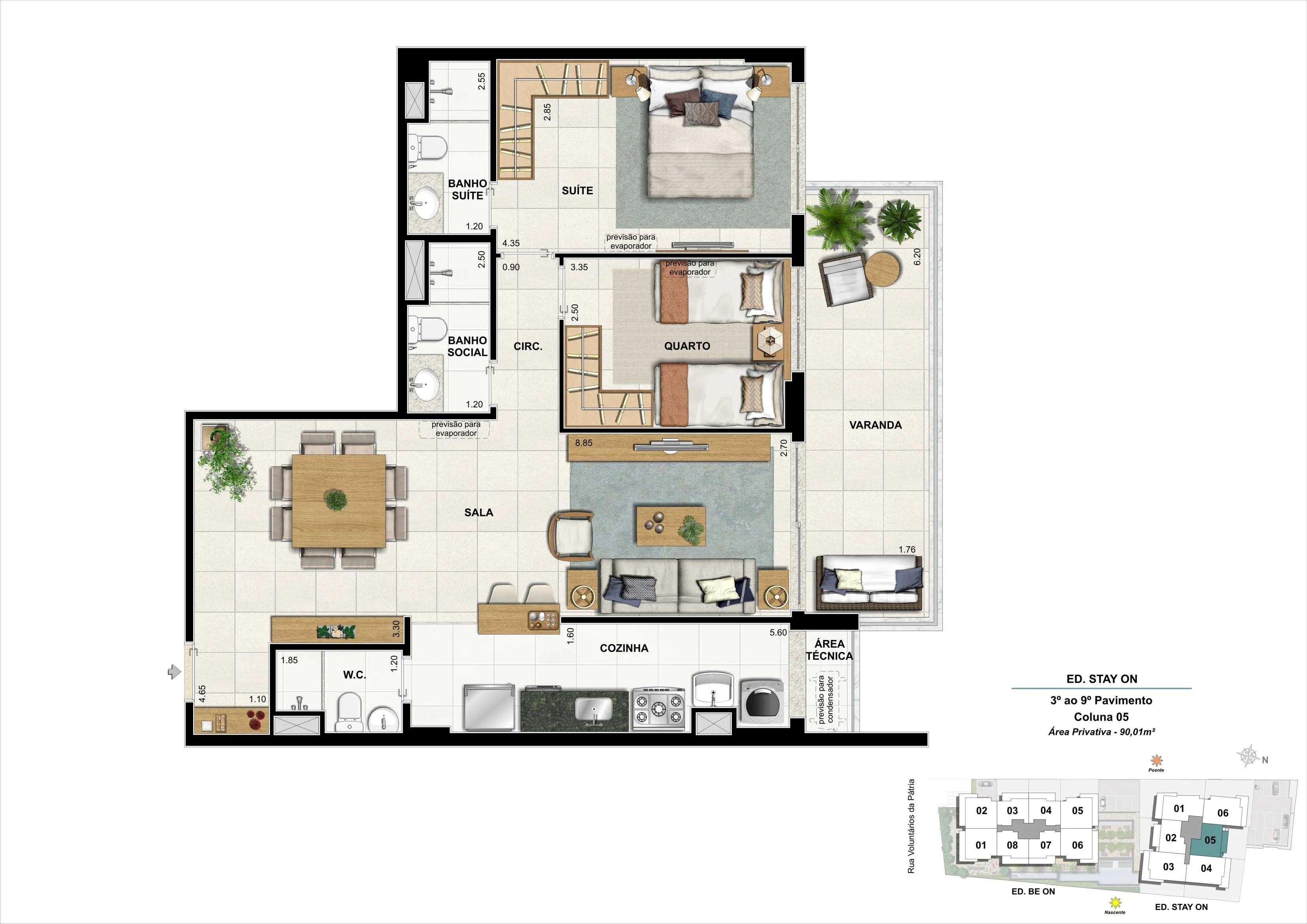Bloco 02 - Apto. 05 - 90,01m²