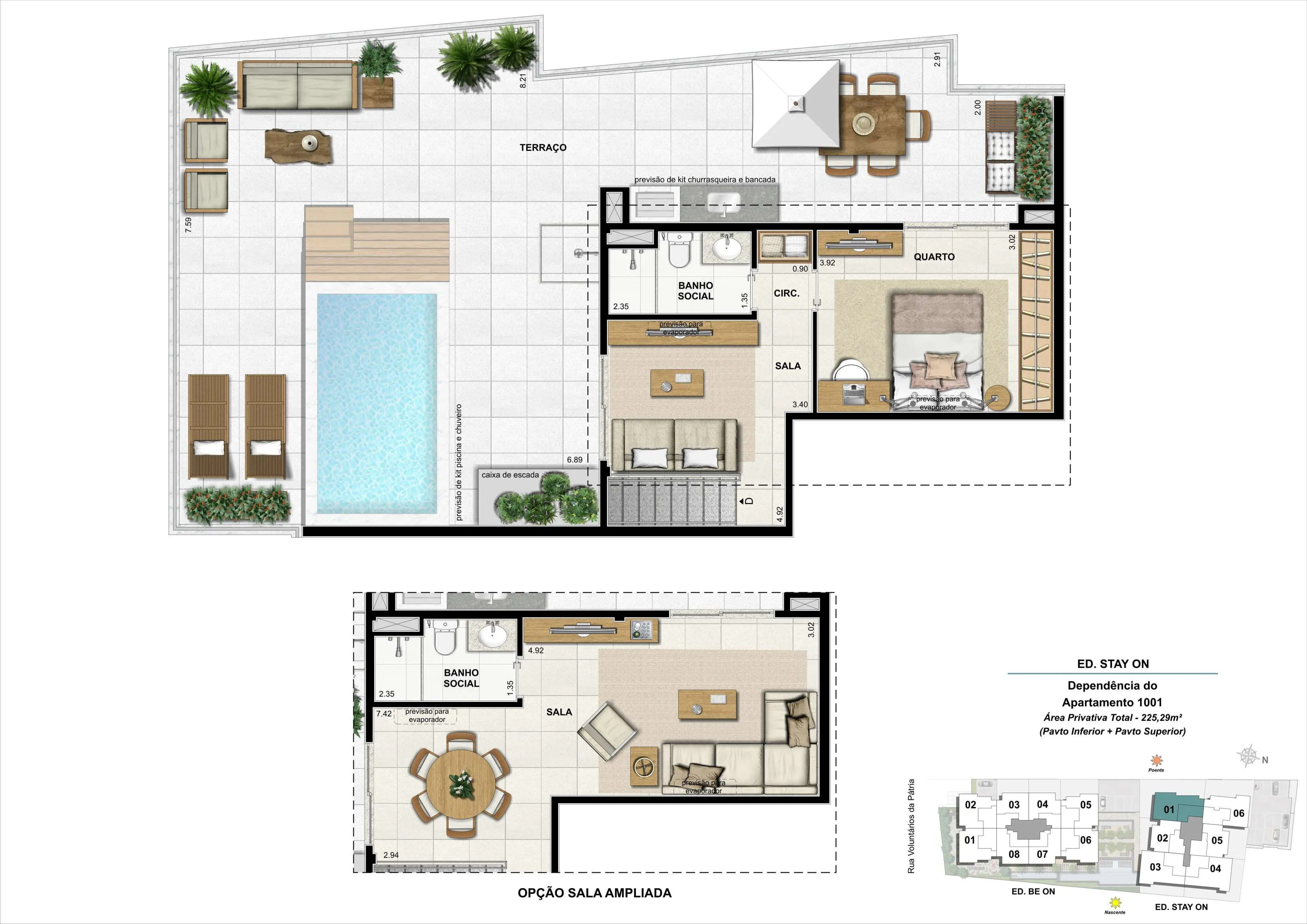 Bloco 02 - Cobertura 01 - 225,29m² (Pavimento Superior)