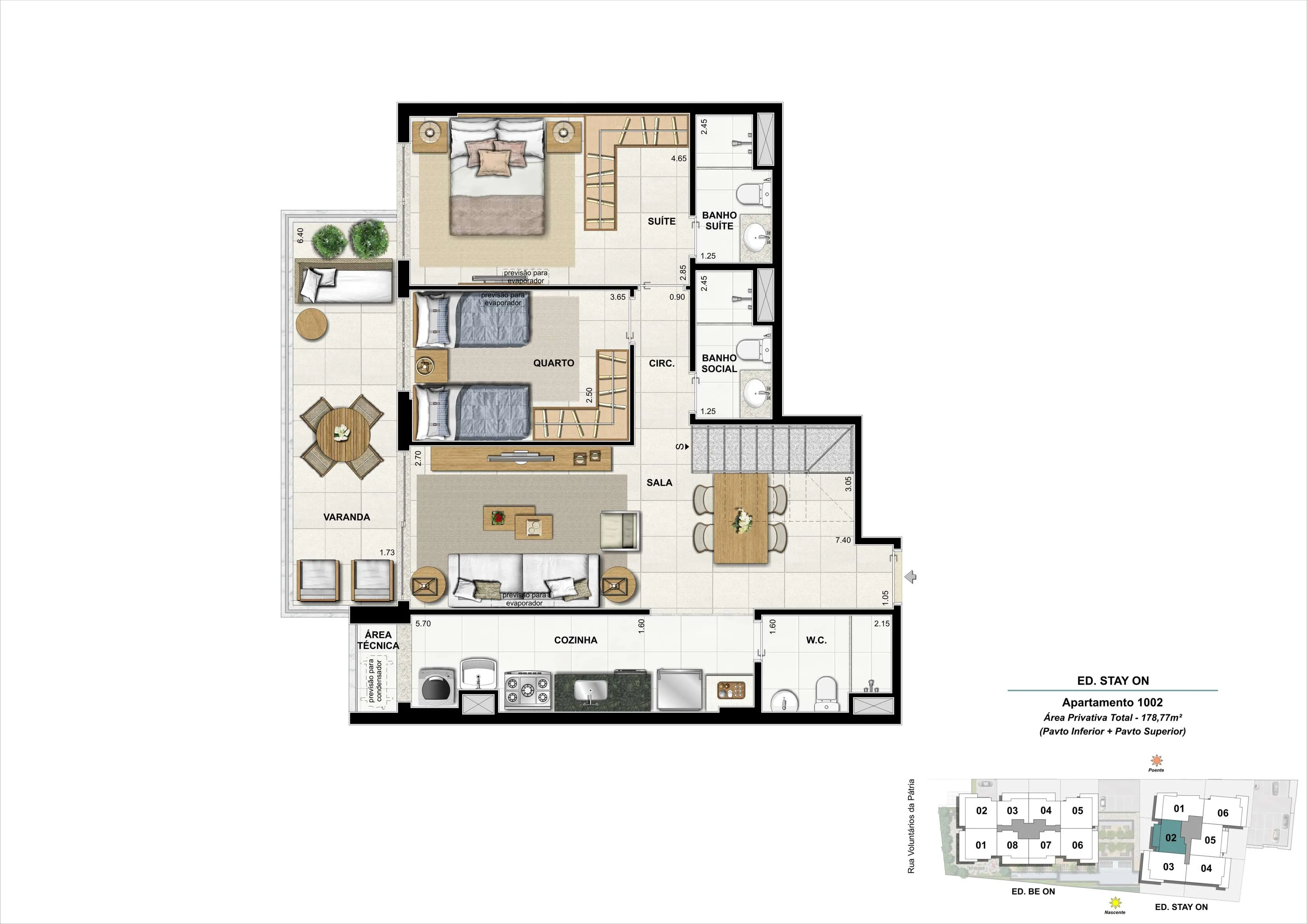 Bloco 02 - Cobertura 02 - 178,77m² (Pavimento Inferior)