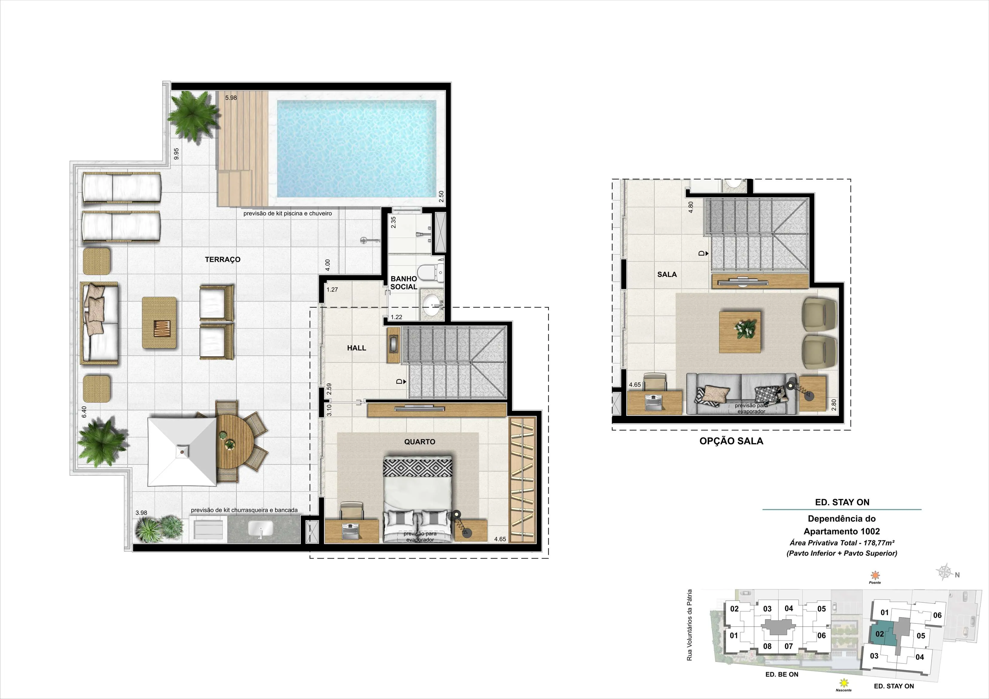 Bloco 02 - Cobertura 02 - 178,77m² (Pavimento Superior)