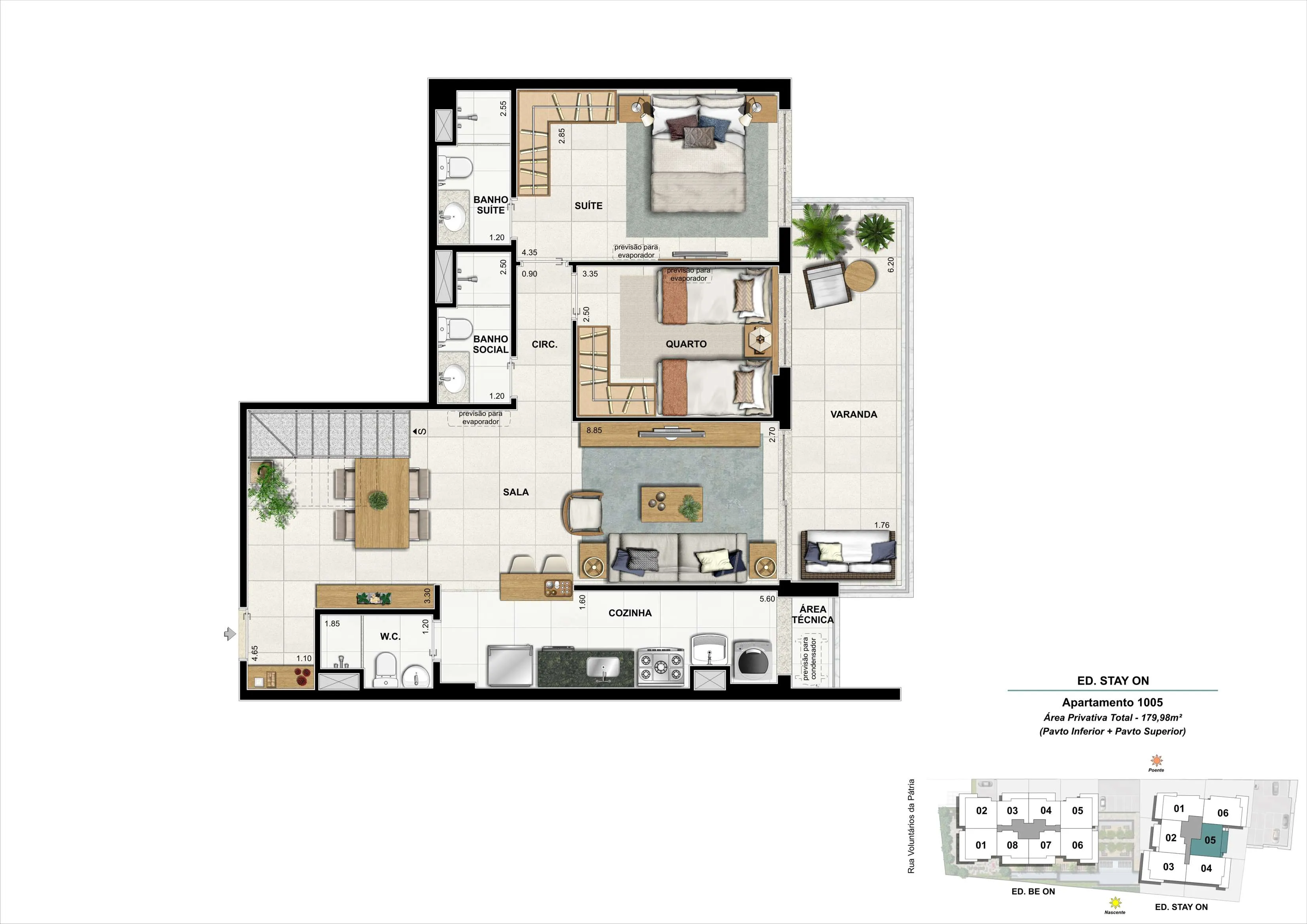 Bloco 02 - Cobertura 05 - 179,98m² (Pavimento Inferior)