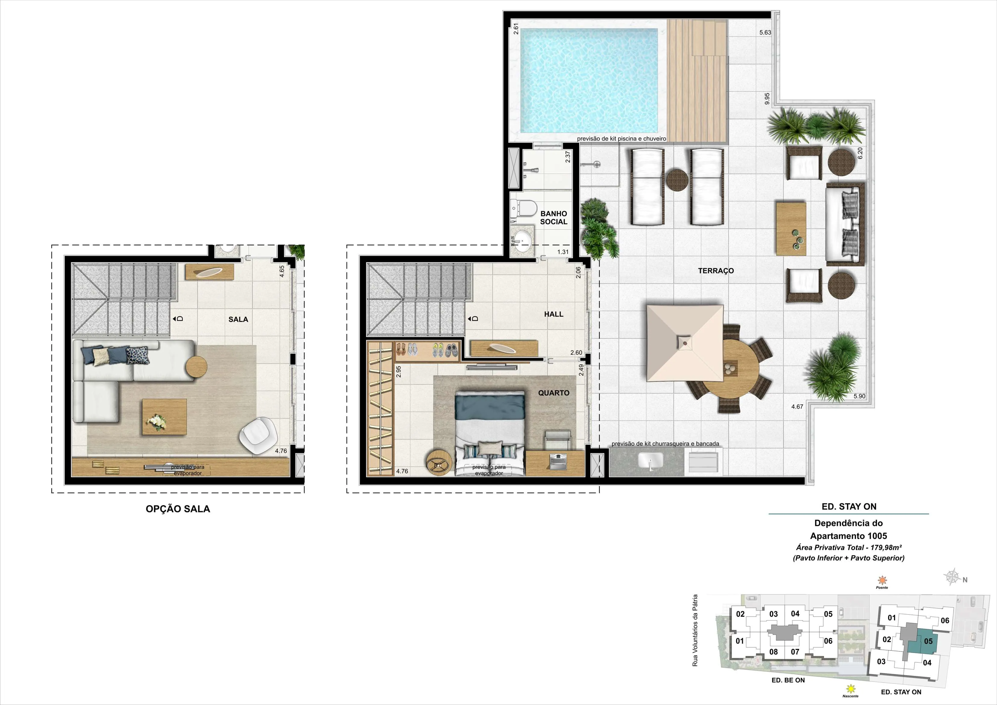 Bloco 02 - Cobertura 05 - 179,98m² (Pavimento Superior)